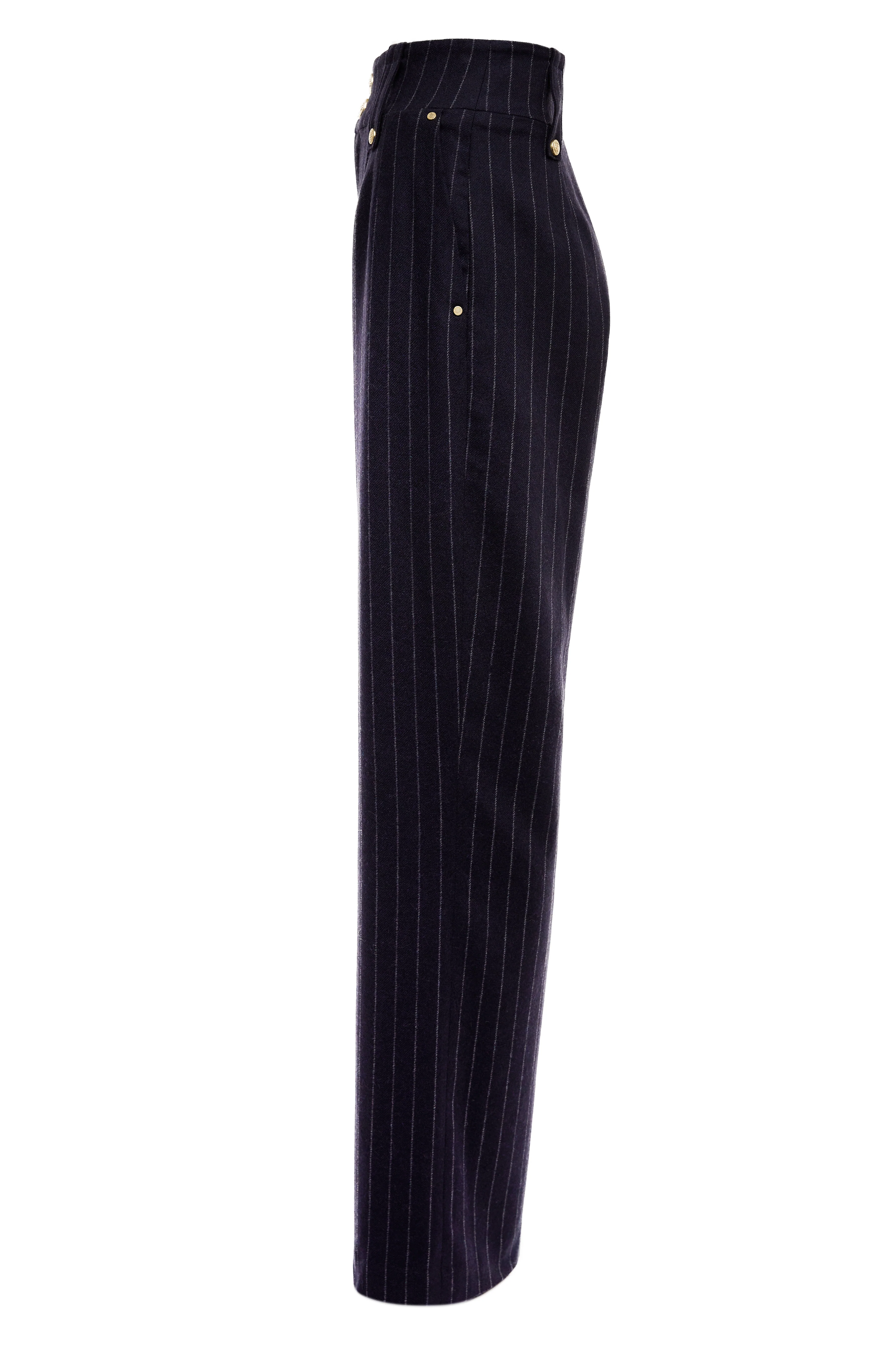 High Waisted Straight Trouser (Navy Chalk Pinstripe) - Image 9