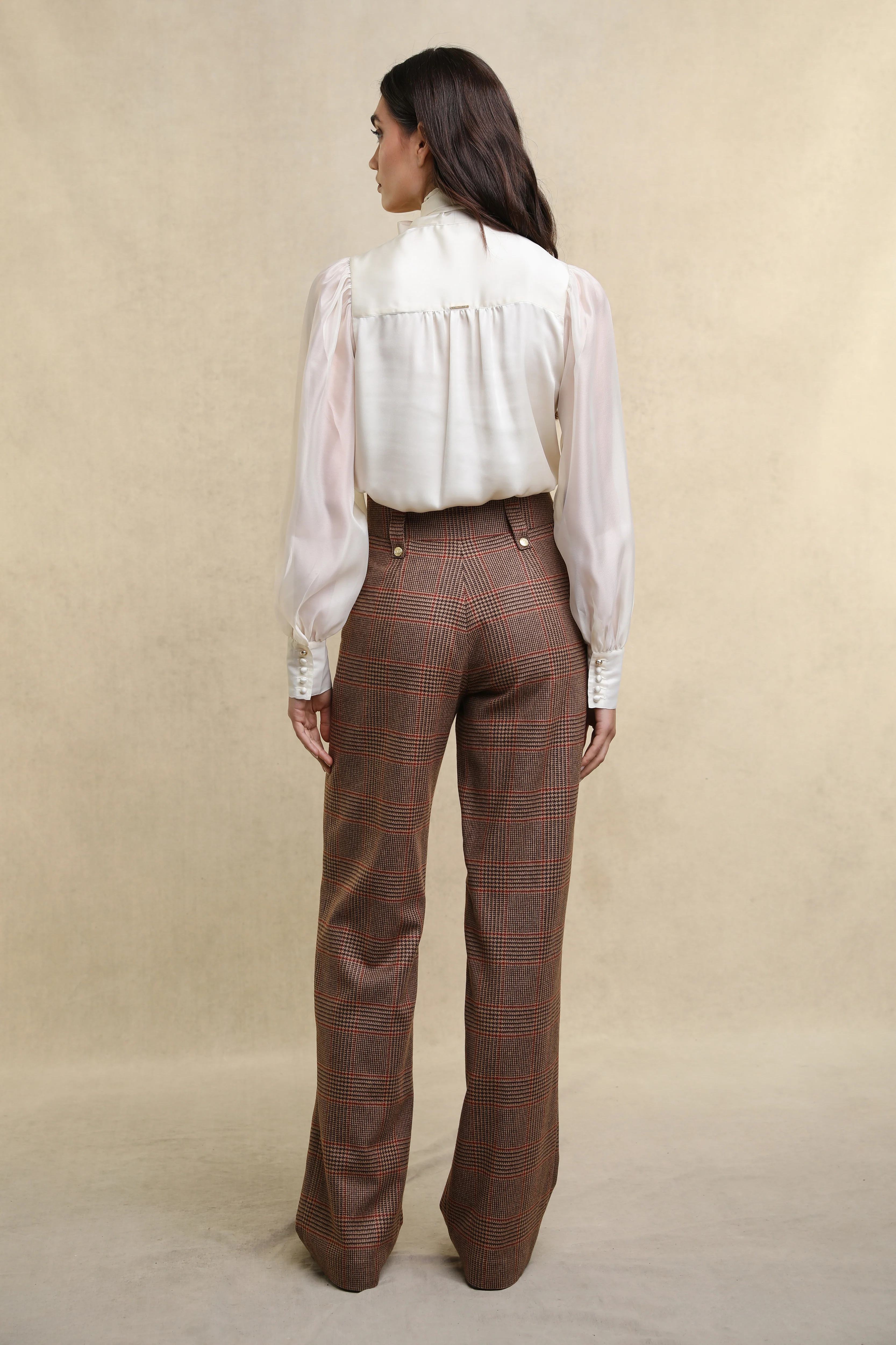 High Waisted Straight Trouser (Clarence Check Merlot) - Image 6