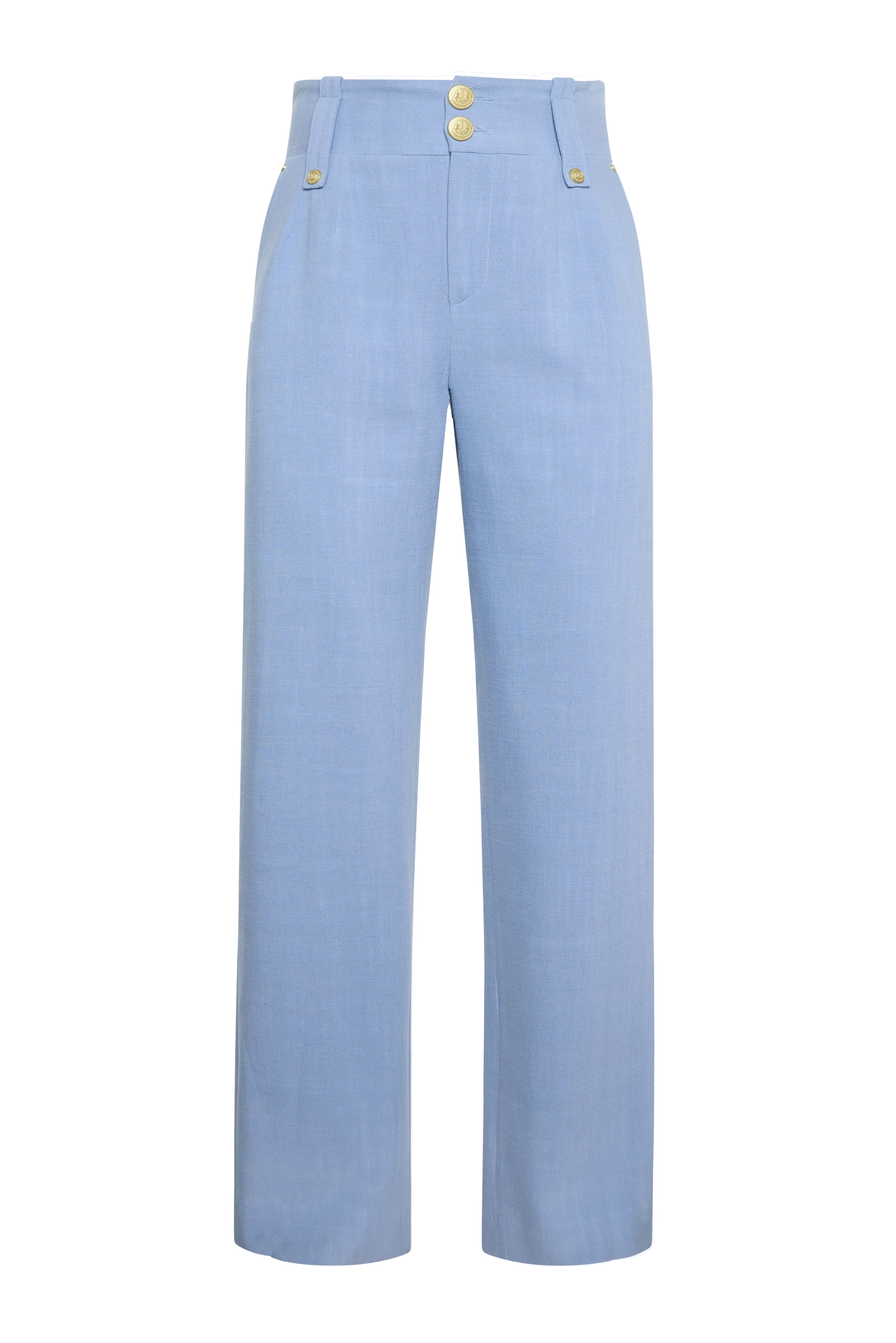 High Waisted Straight Trouser (Ice Blue Linen) - Image 8