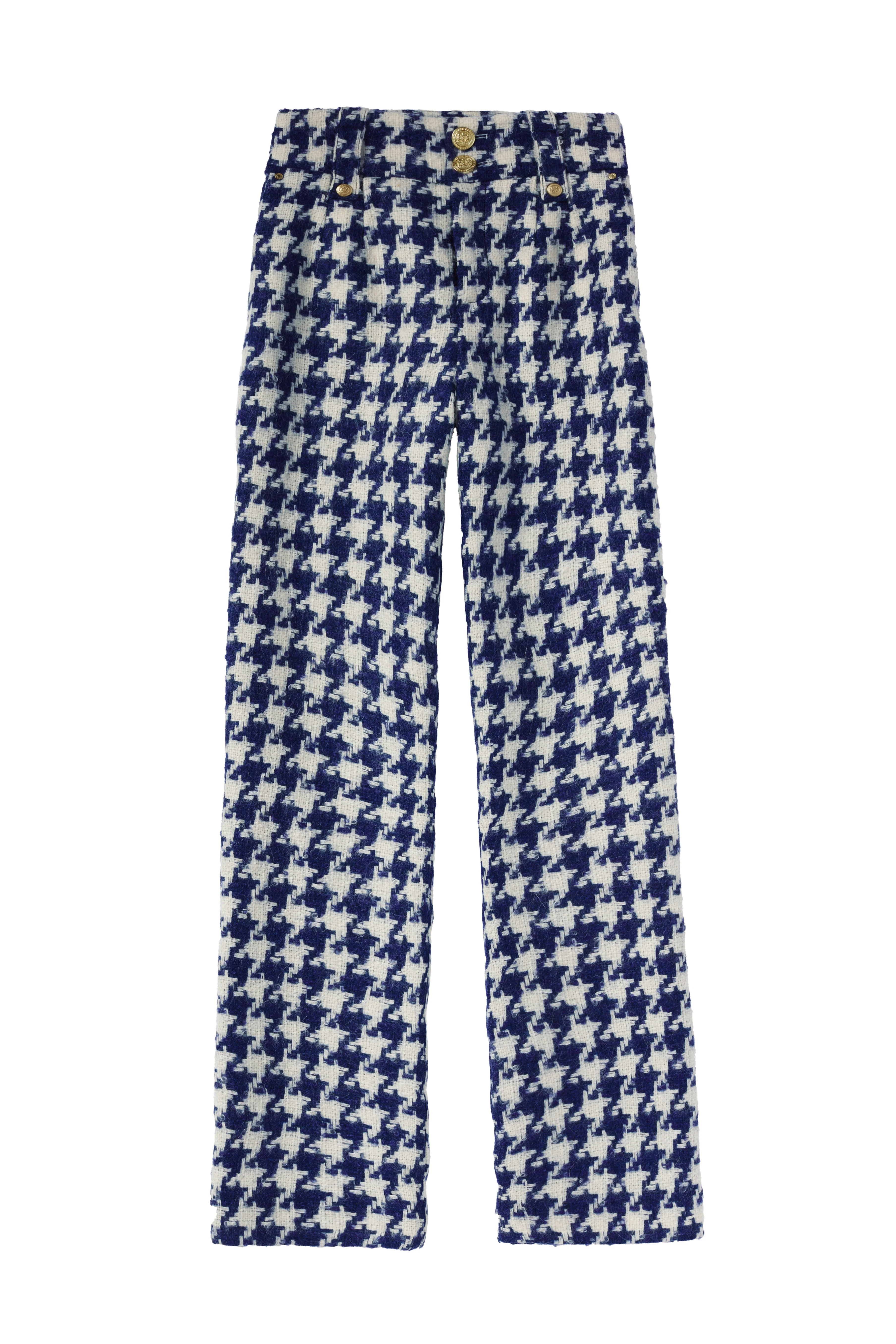 High Waisted Straight Trouser (Large Scale Navy Houndstooth) - Image 4