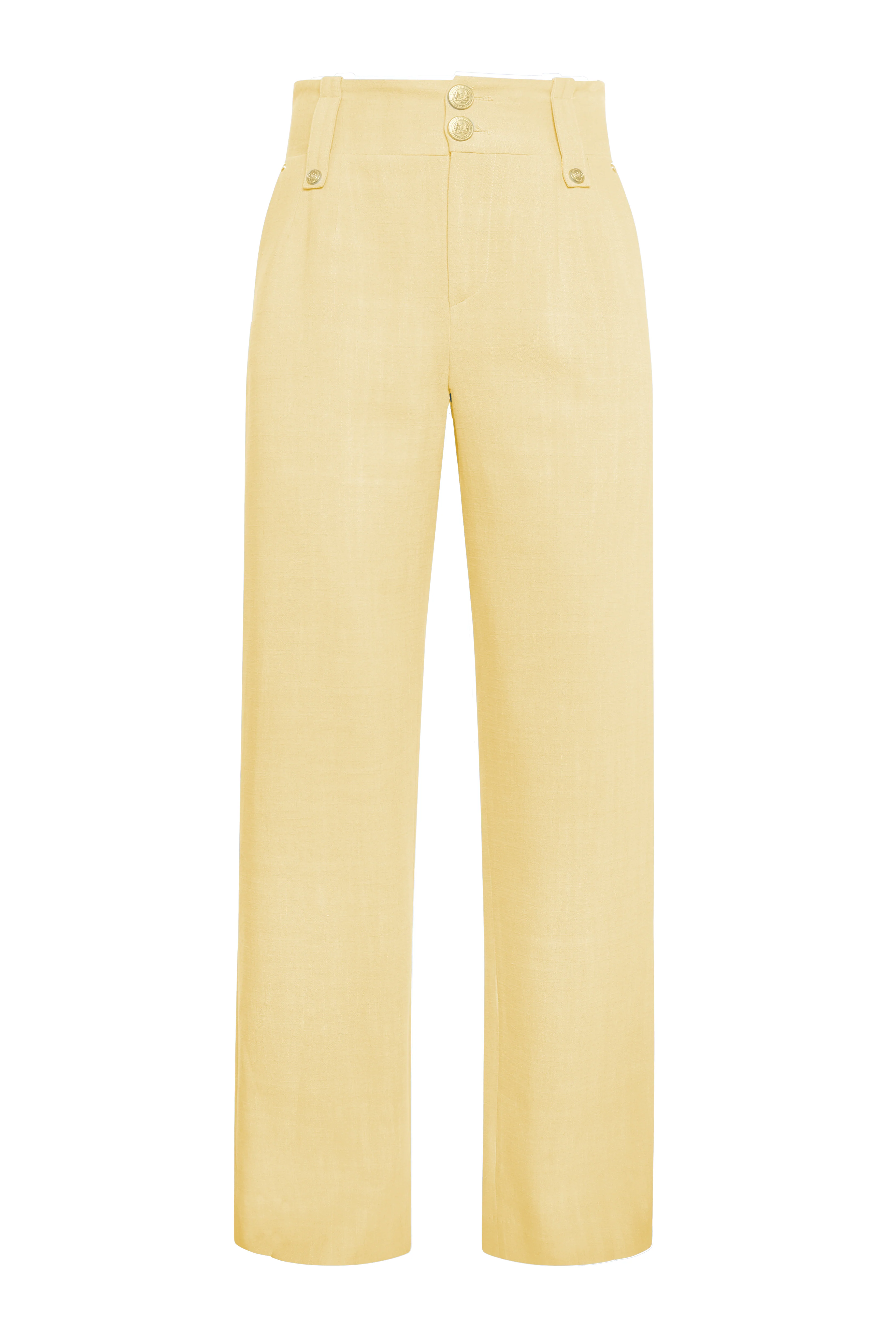 High Waisted Straight Trouser (Lemon Linen) - Image 6