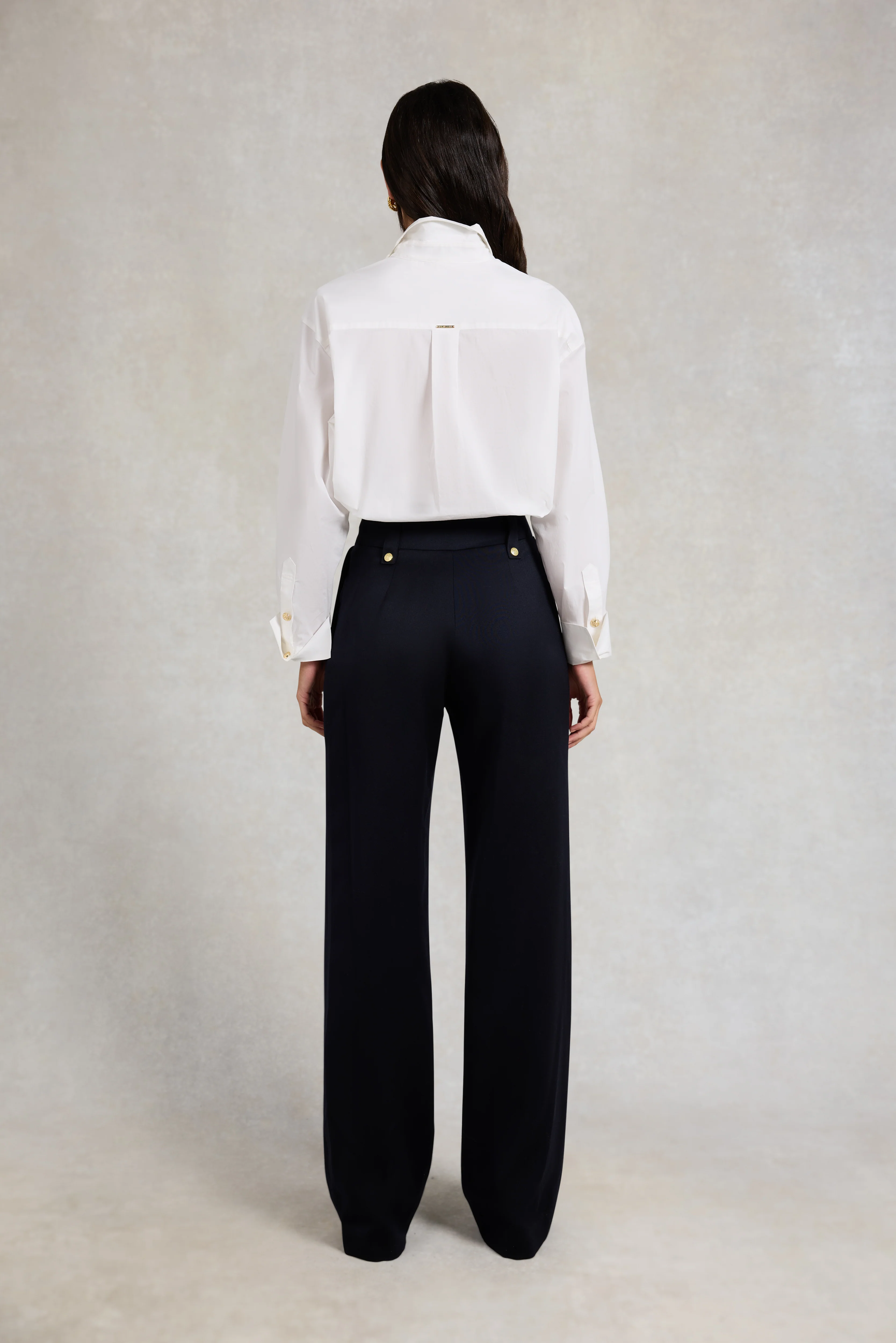 High Waisted Straight Trouser (Navy Barathea) - Image 5
