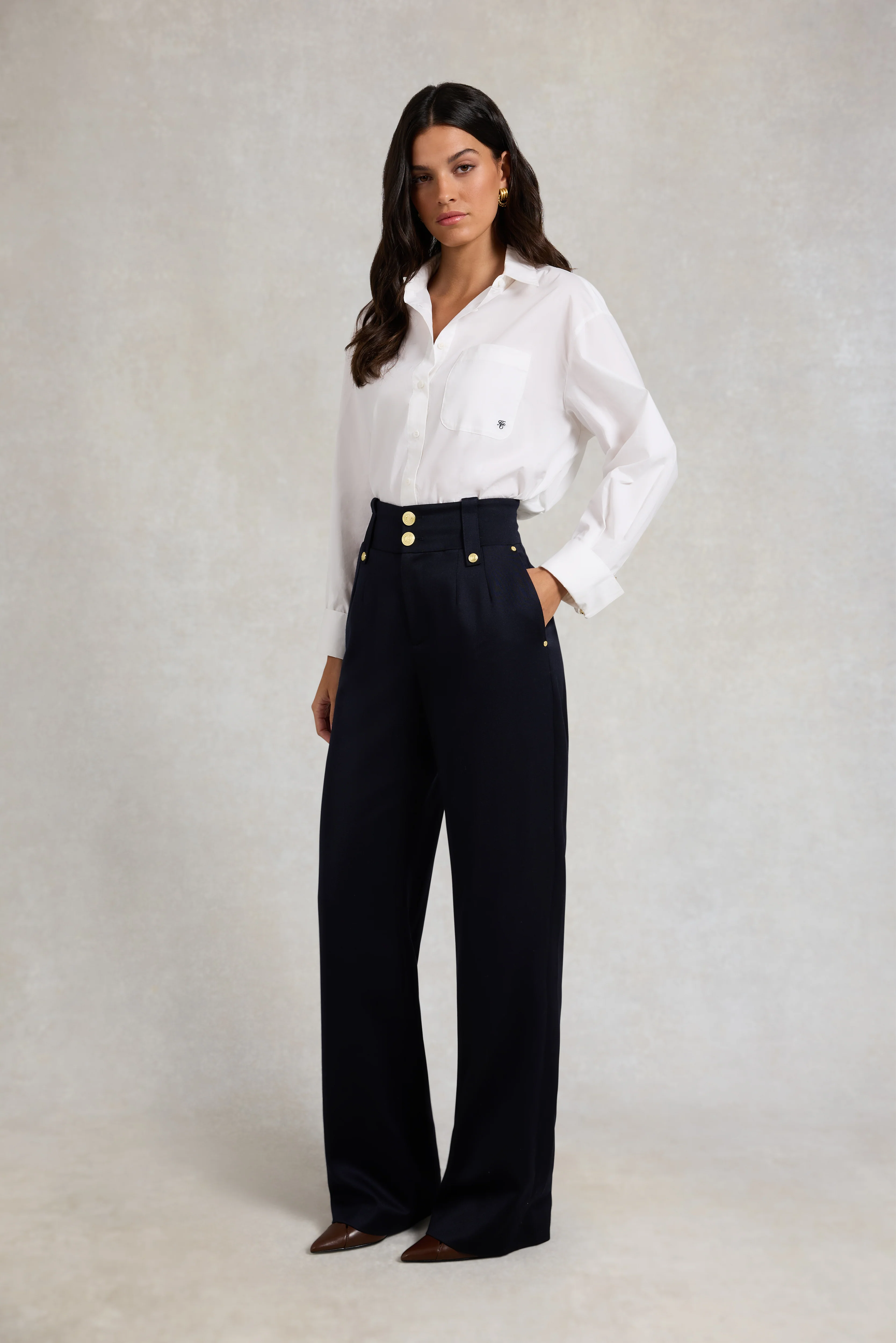 High Waisted Straight Trouser (Navy Barathea) - Image 6