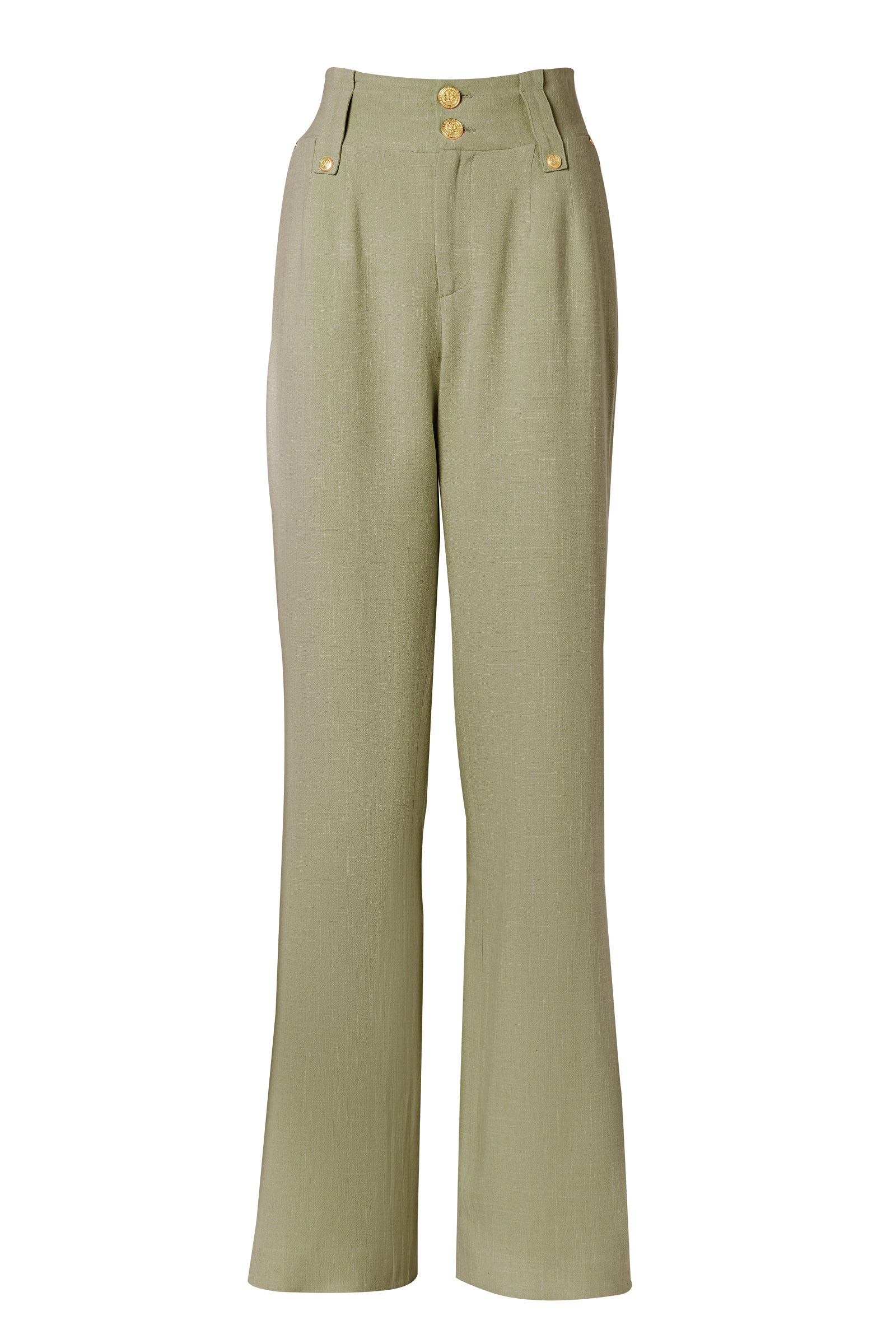 High Waisted Straight Trouser (Sage Linen) - Image 4