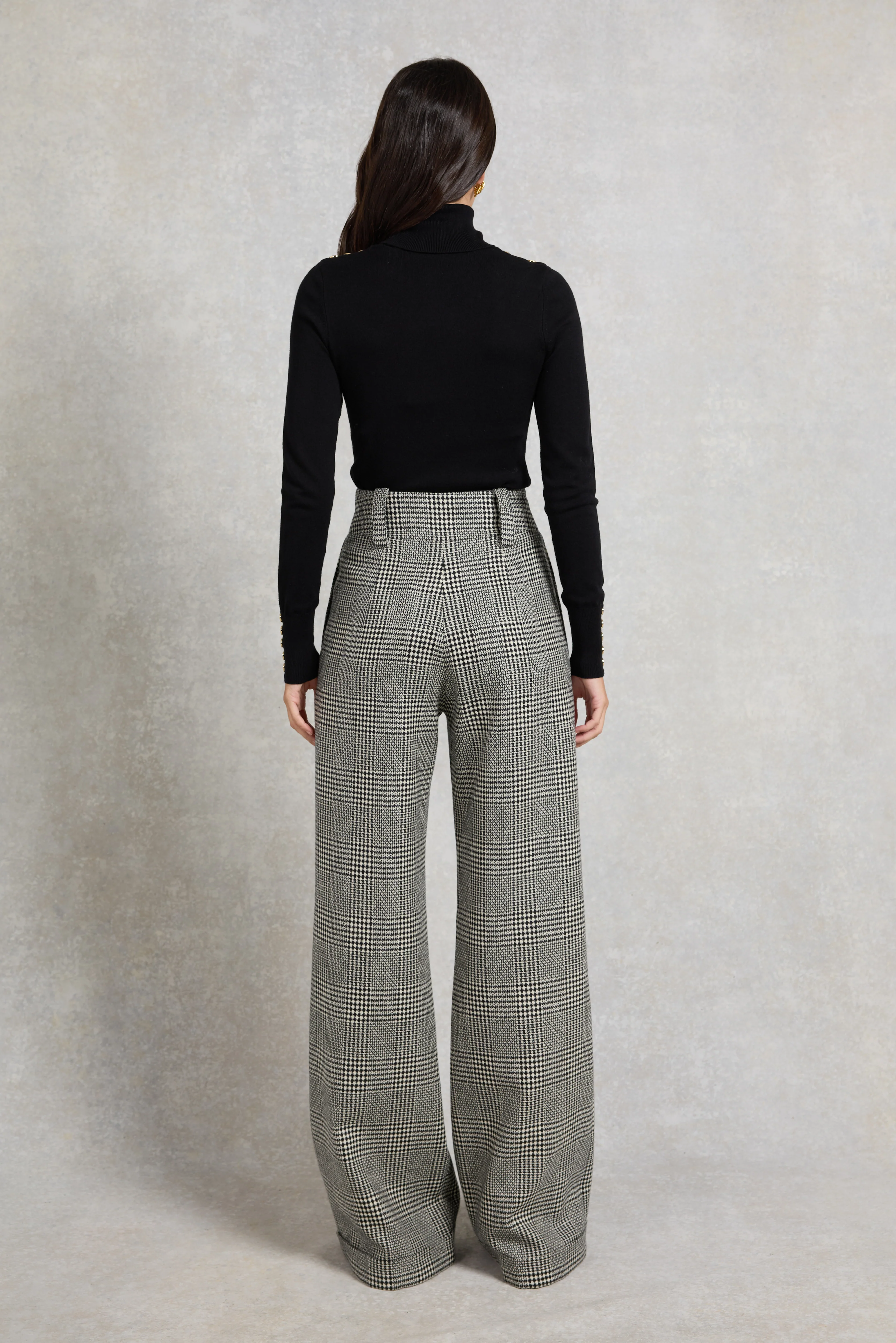 High Waisted Wide Leg Trouser (Prince Of Wales Mono) - Image 5