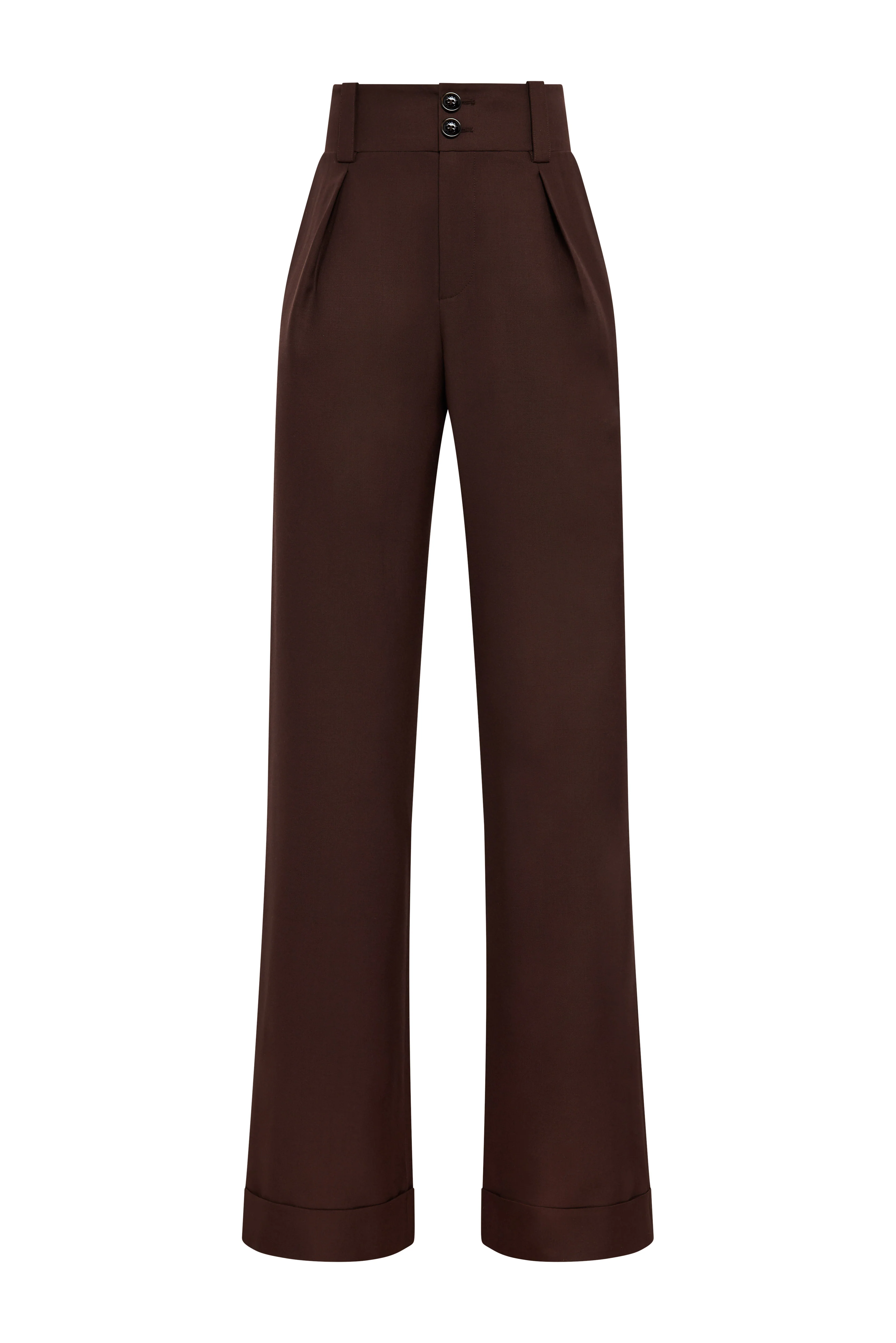 High Waisted Wide Leg Trouser (Walnut Twill) - Image 4