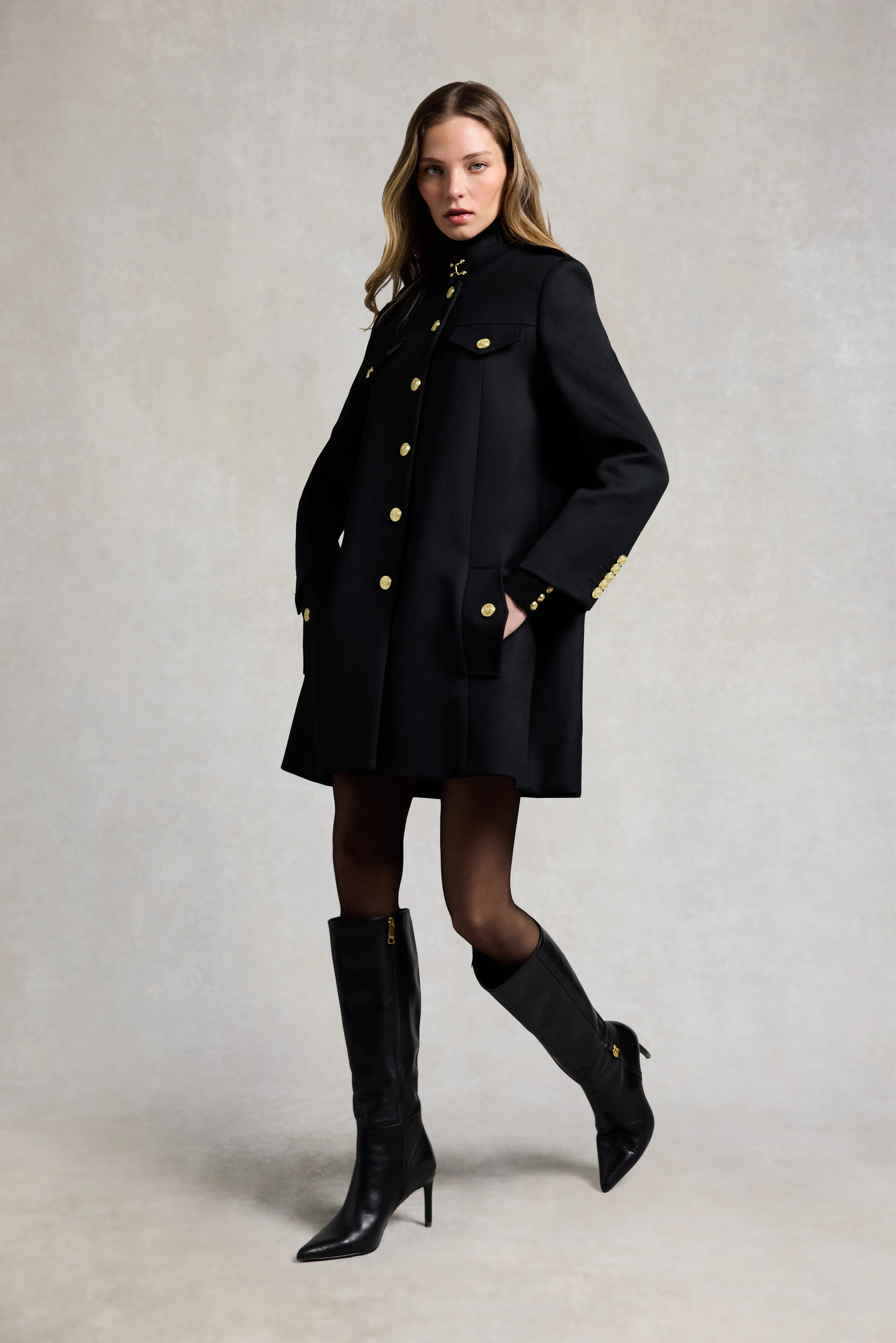 Highbury Cape Coat (Black Twill)