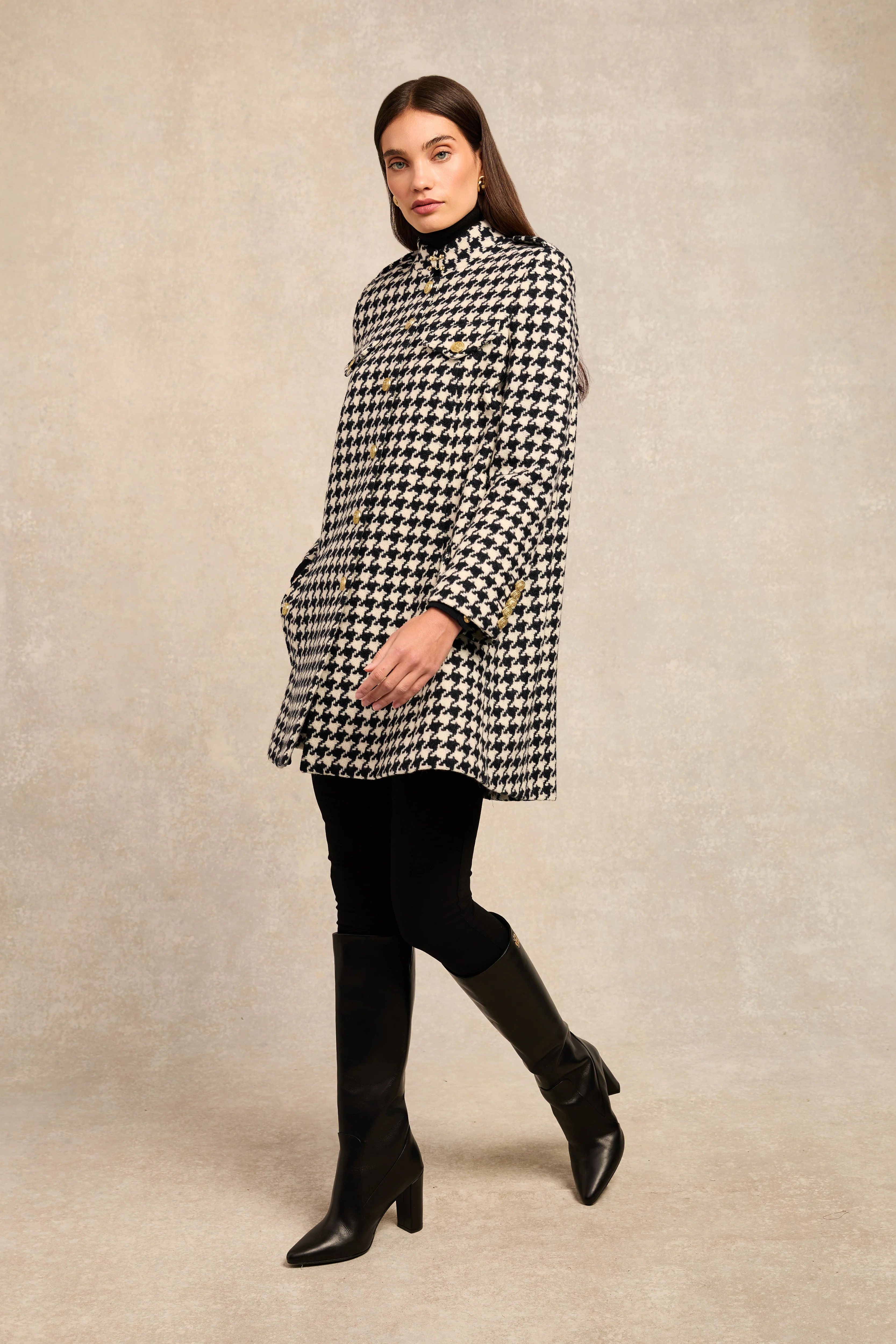 Highbury Cape Coat (Large Scale Houndstooth) - Image 2
