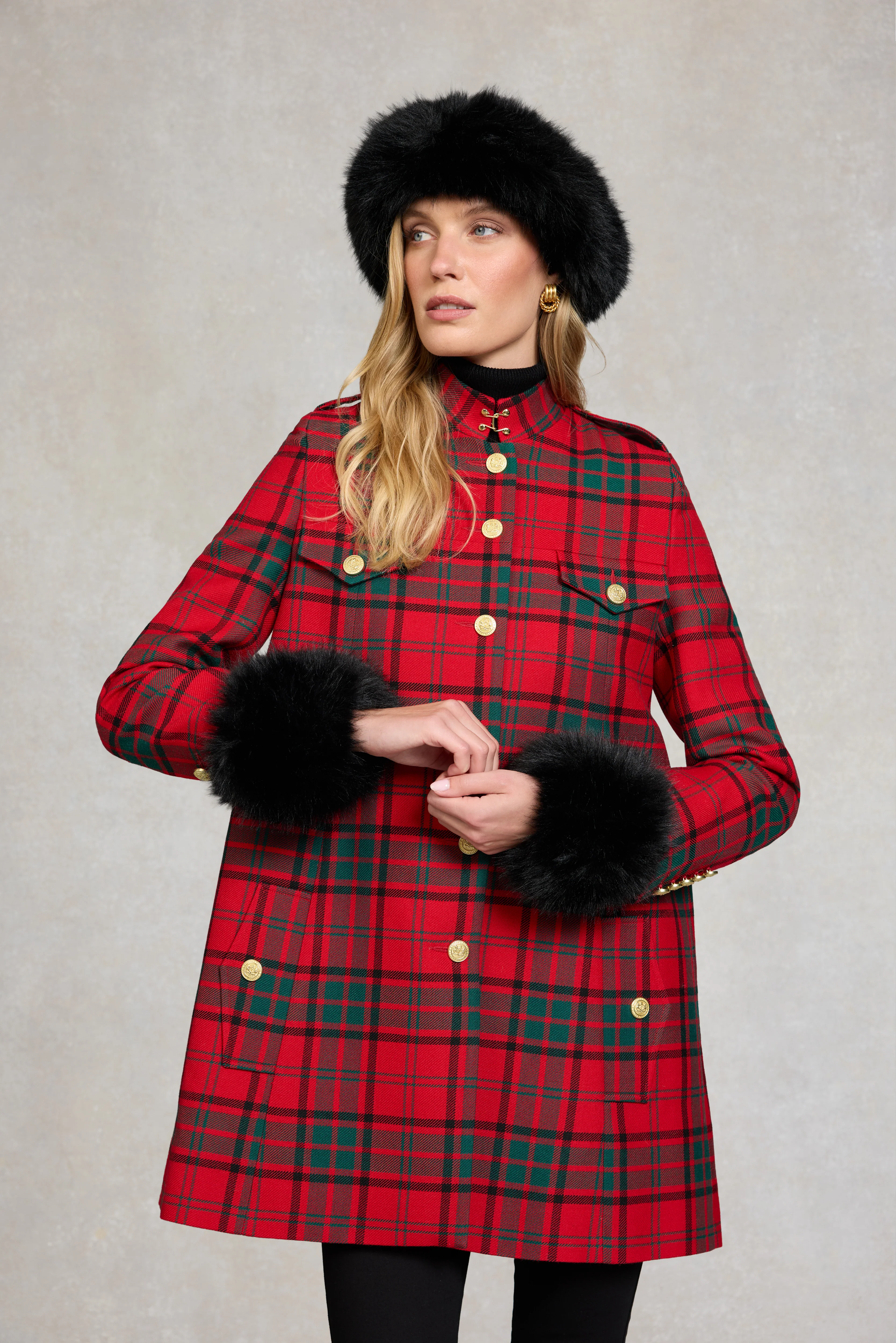 Highbury Cape Coat (Red Tartan) - Image 2