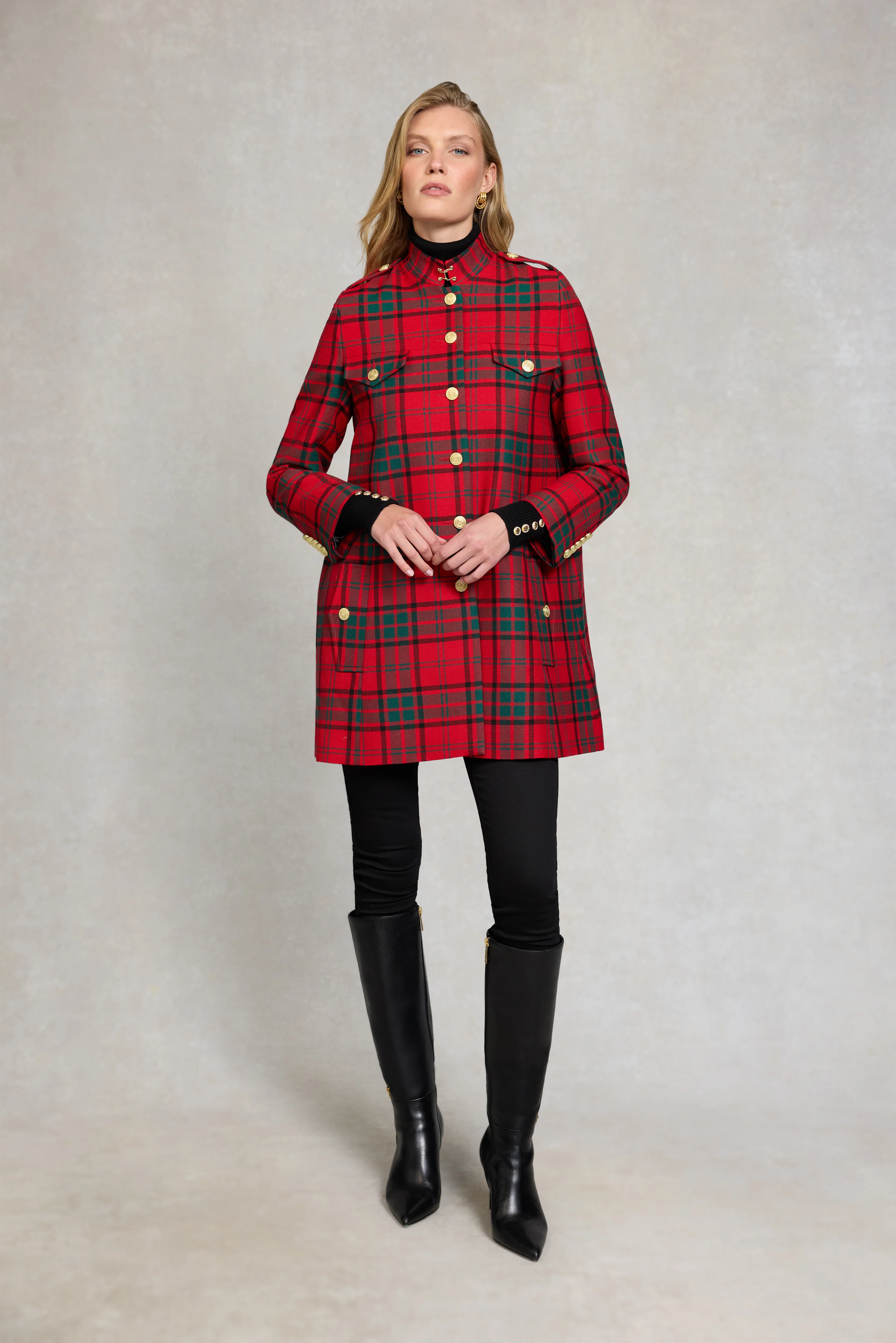 Highbury Cape Coat (Red Tartan) - Image 6