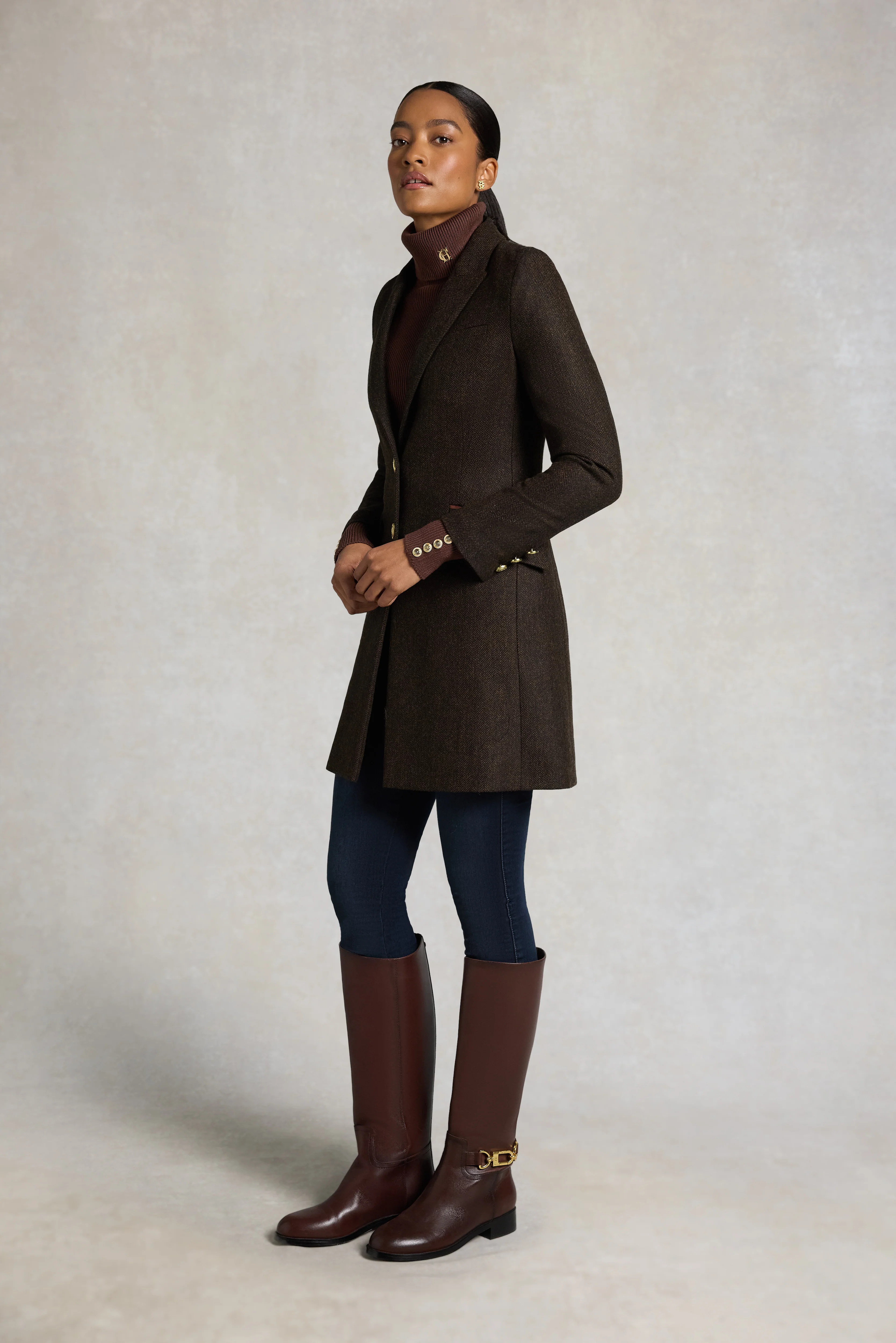 Highgrove Coat (Chocolate Herringbone) - Image 2