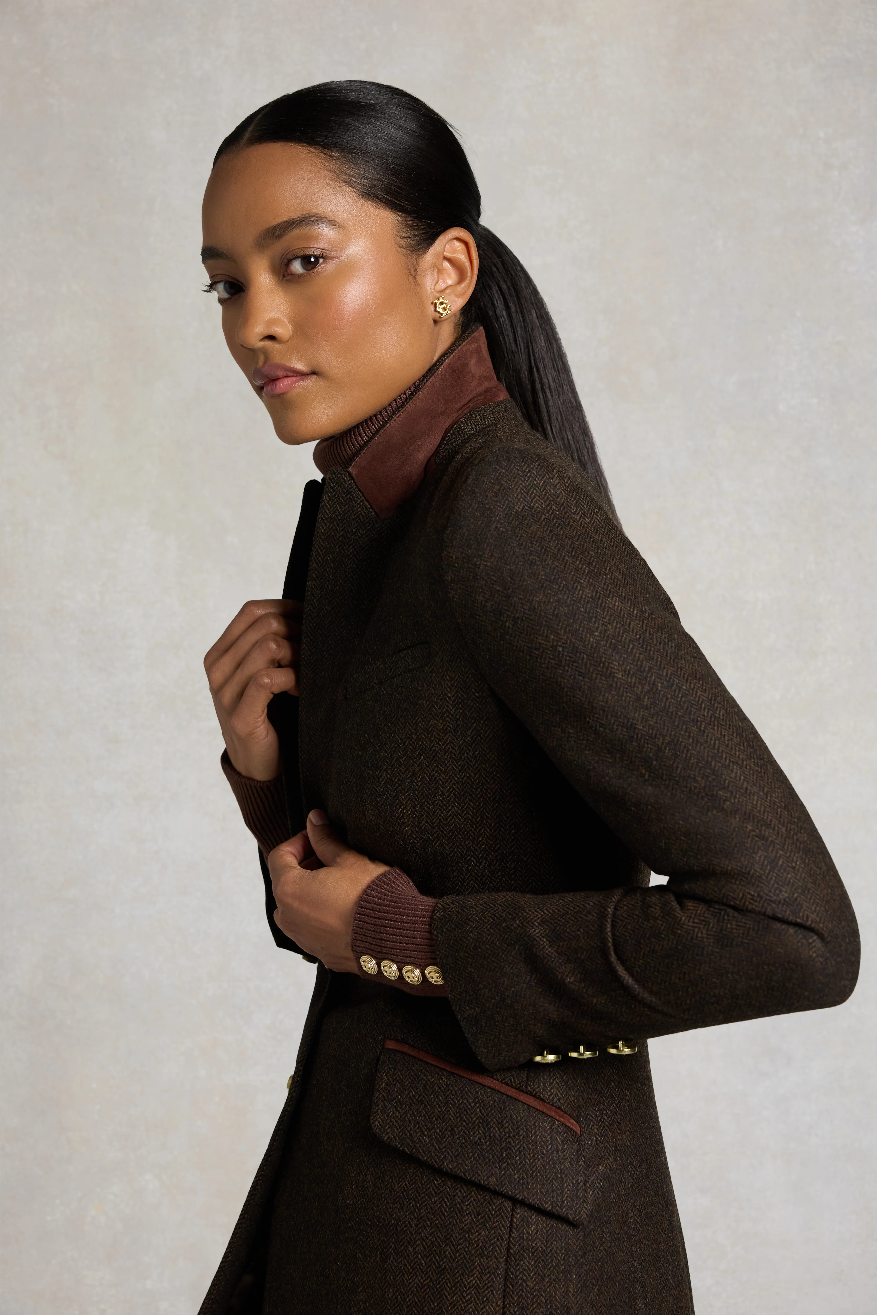 Highgrove Coat (Chocolate Herringbone) - Image 4