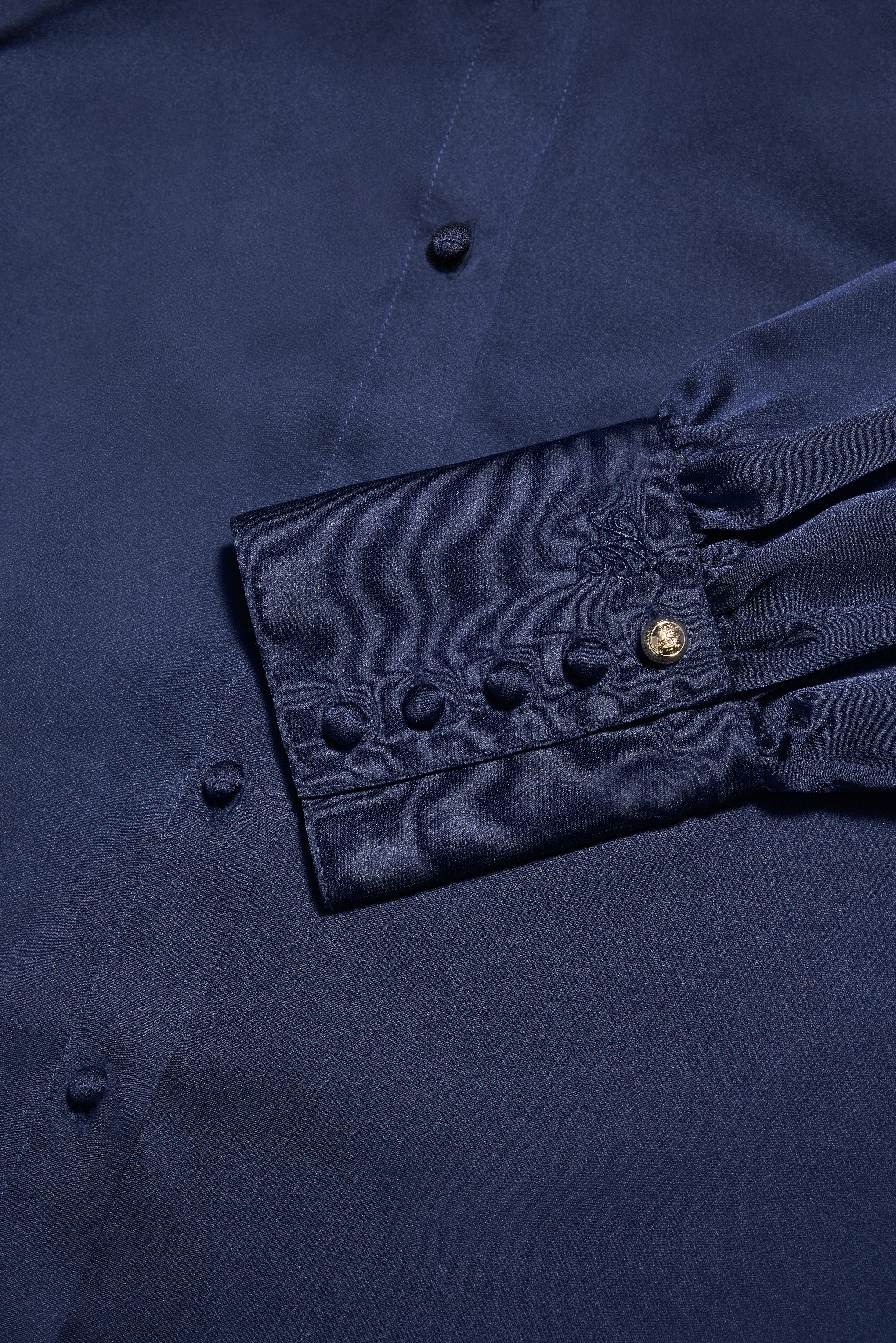 Iona Satin Shirt (Deep Navy) - Image 9