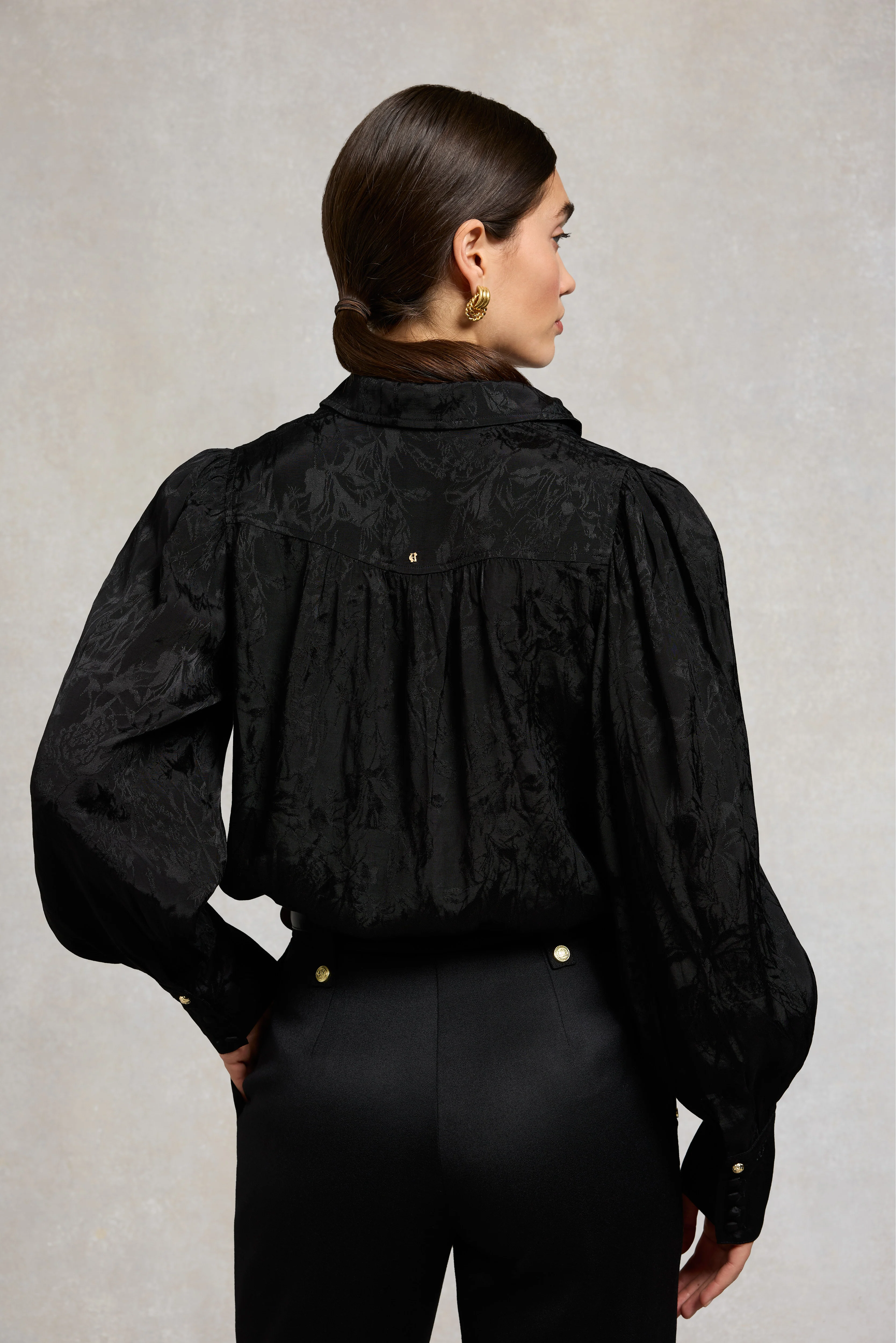 Iona Shirt (Black Jacquard) - Image 4
