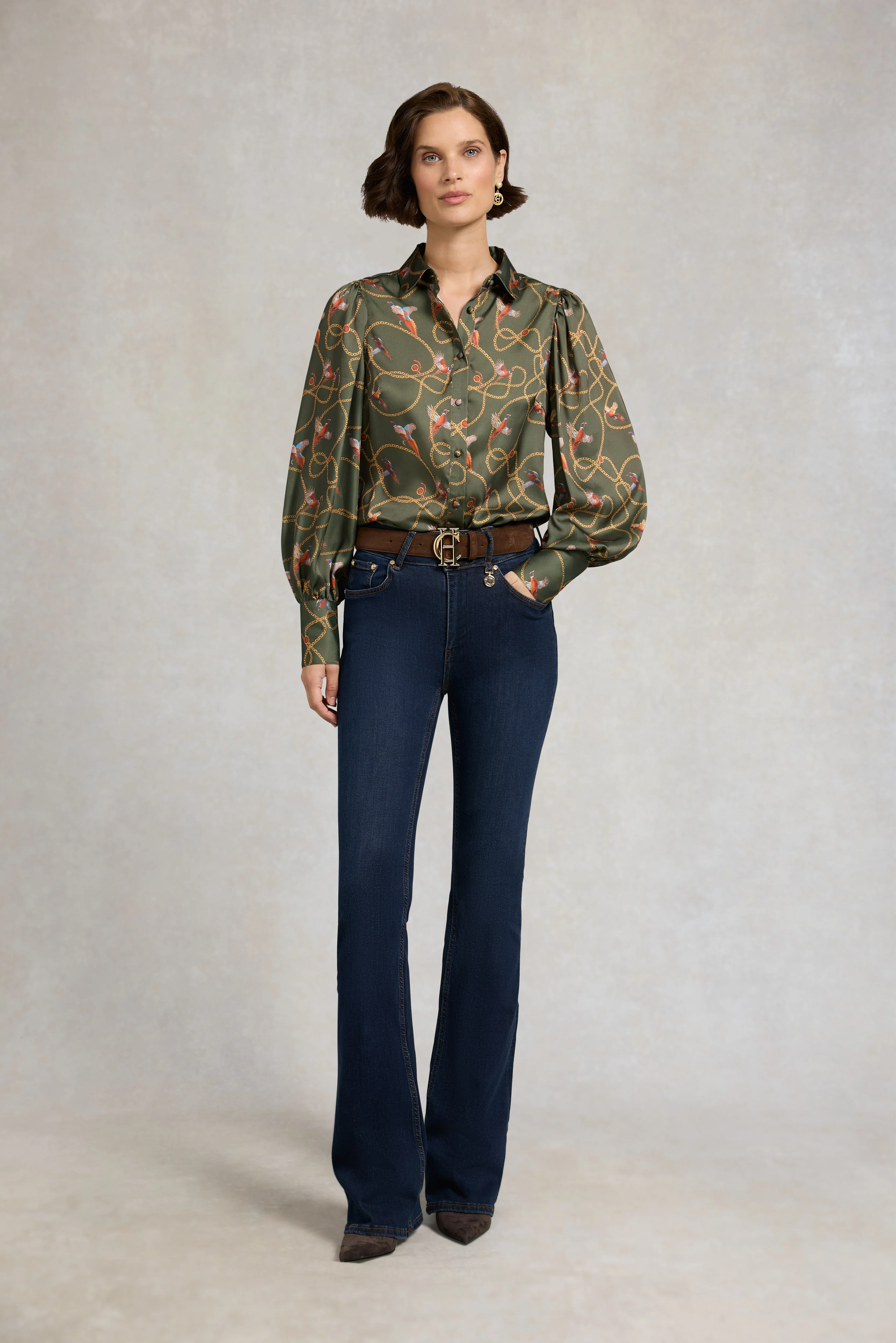 Isla Satin Shirt (Khaki Pheasant) - Image 5