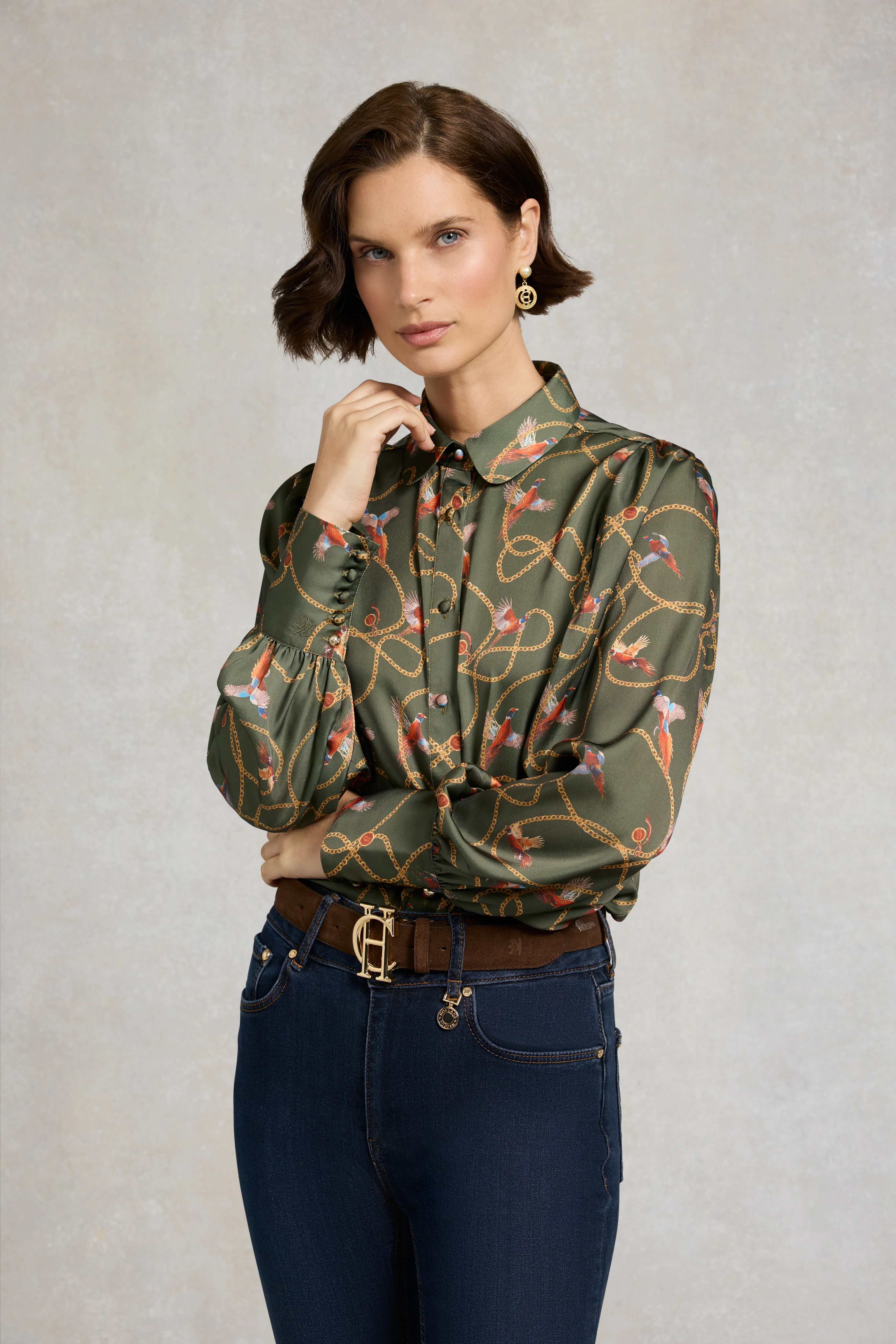 Isla Satin Shirt (Khaki Pheasant) - Image 8