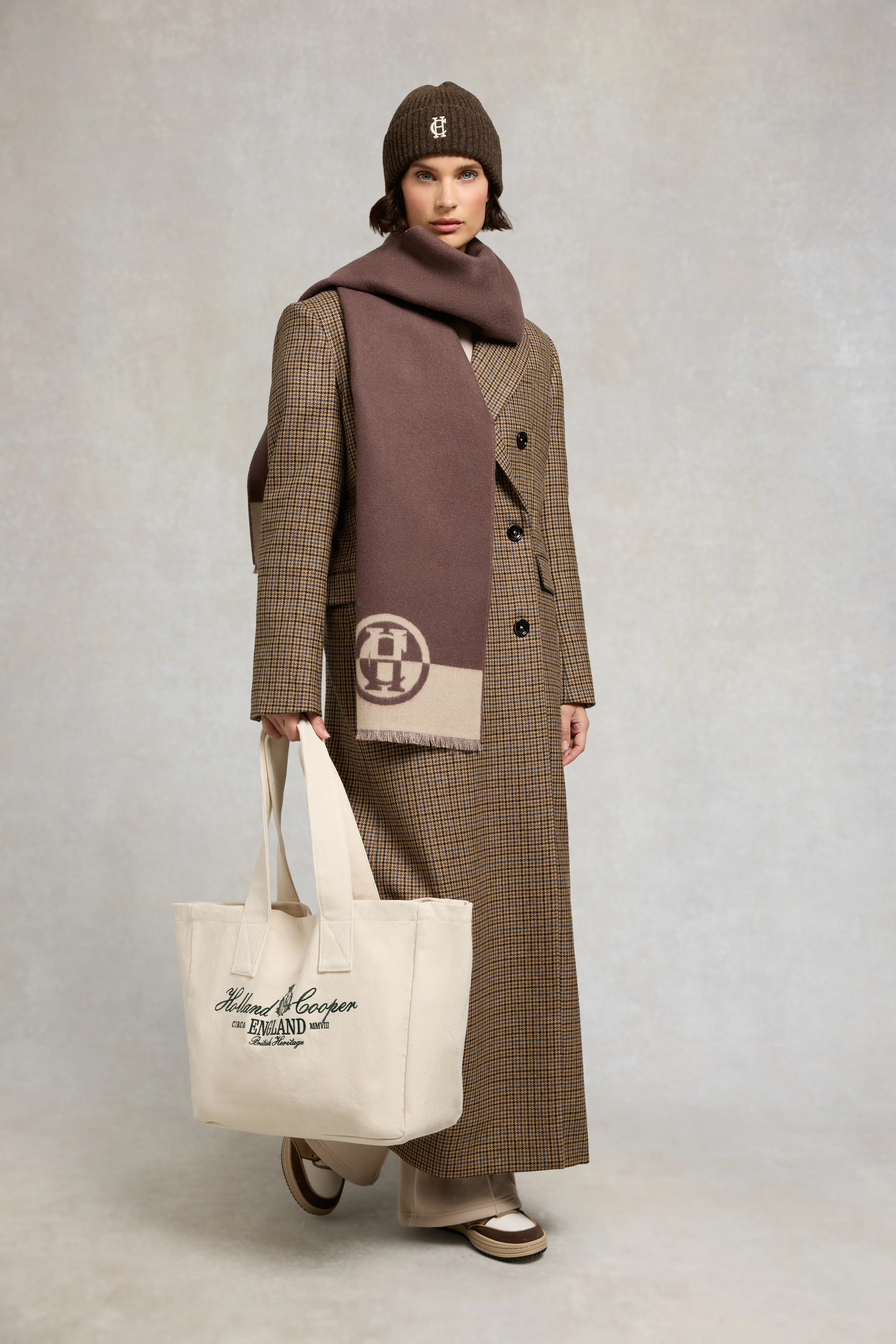 Jacquard Scarf (Chocolate Taupe) - Image 4