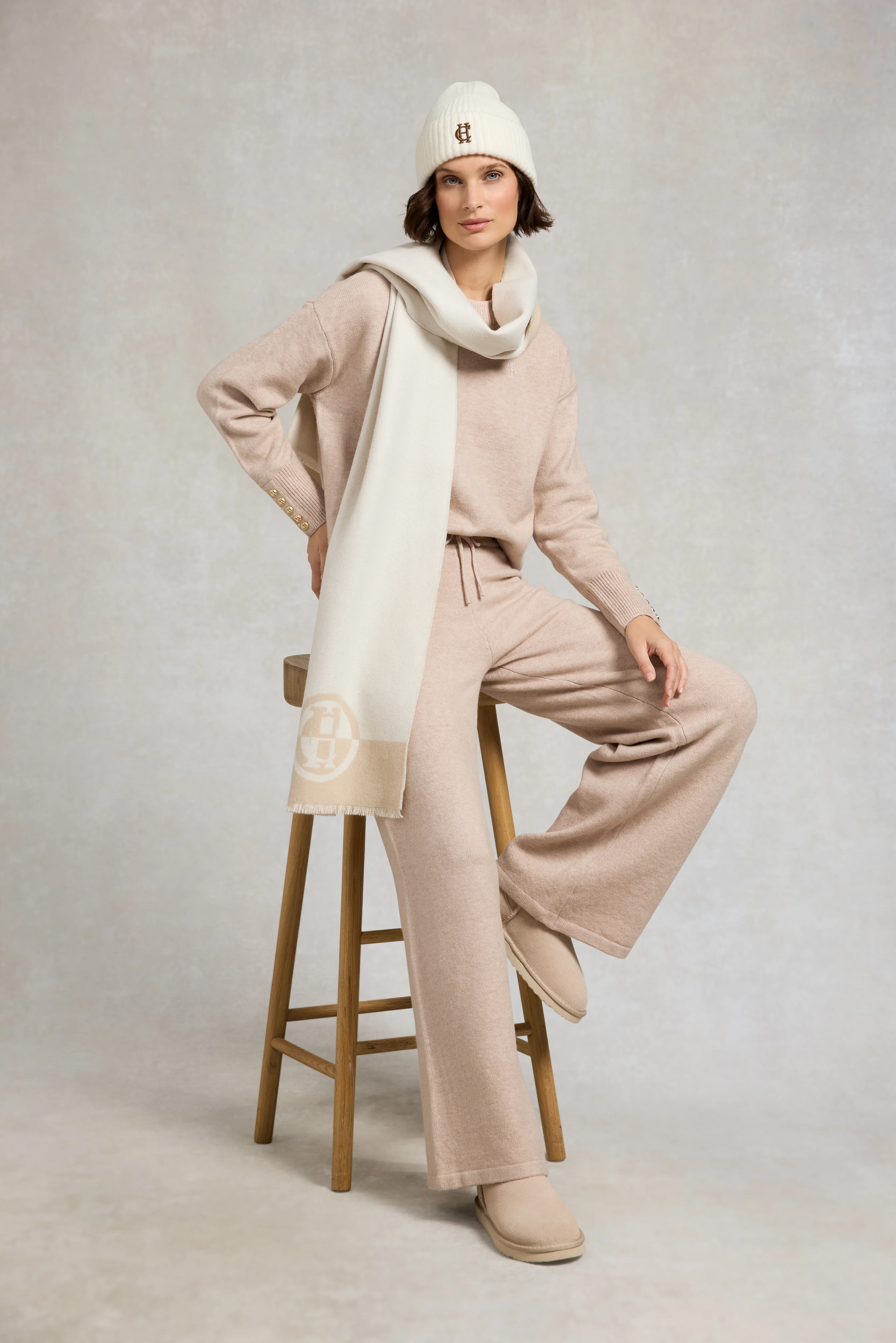 Jacquard Scarf (Cream Taupe) - Image 3