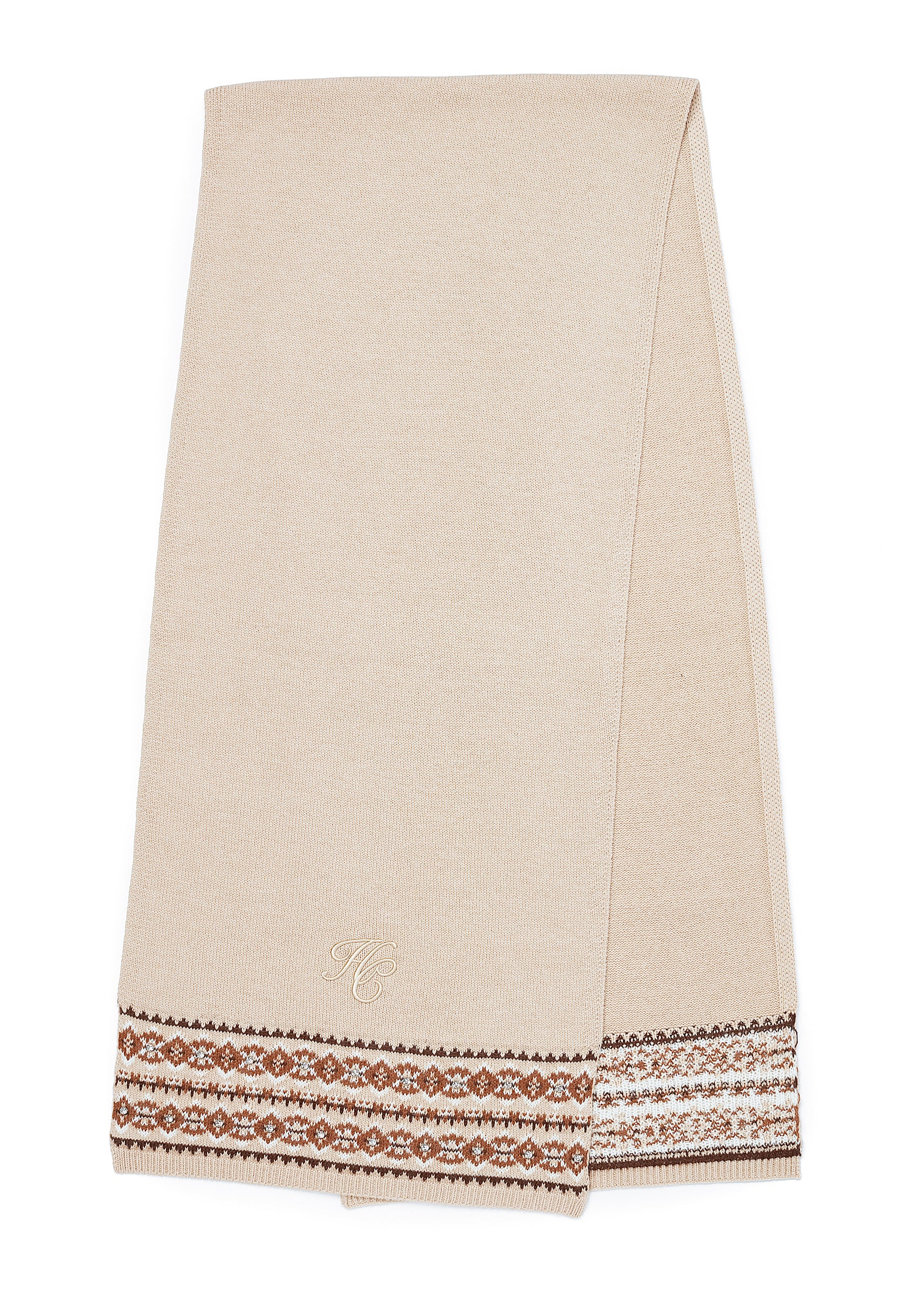 Jennifer Fairisle Scarf (Light Camel) - Image 3