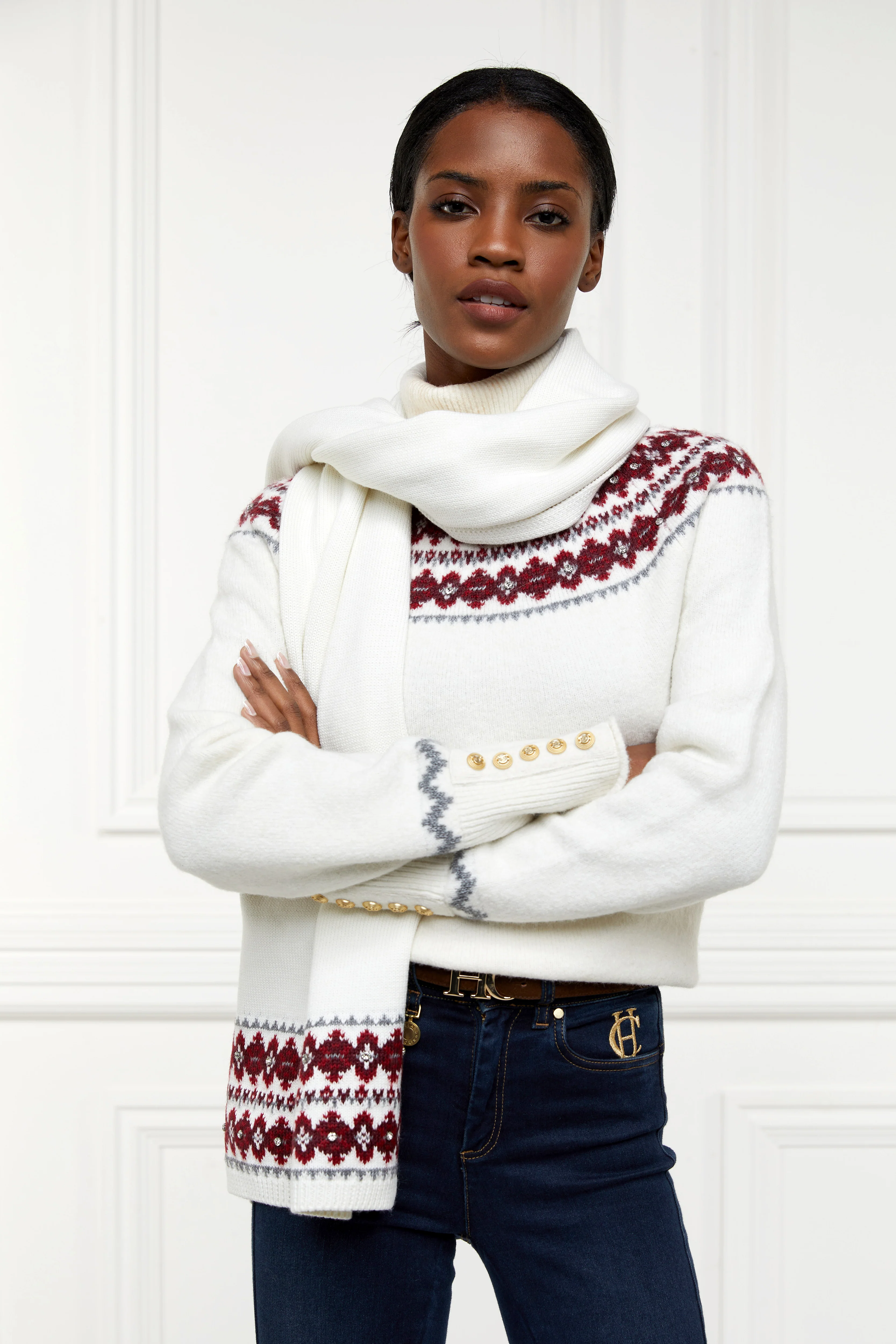 Jennifer Fairisle Scarf (Natural) - Image 2