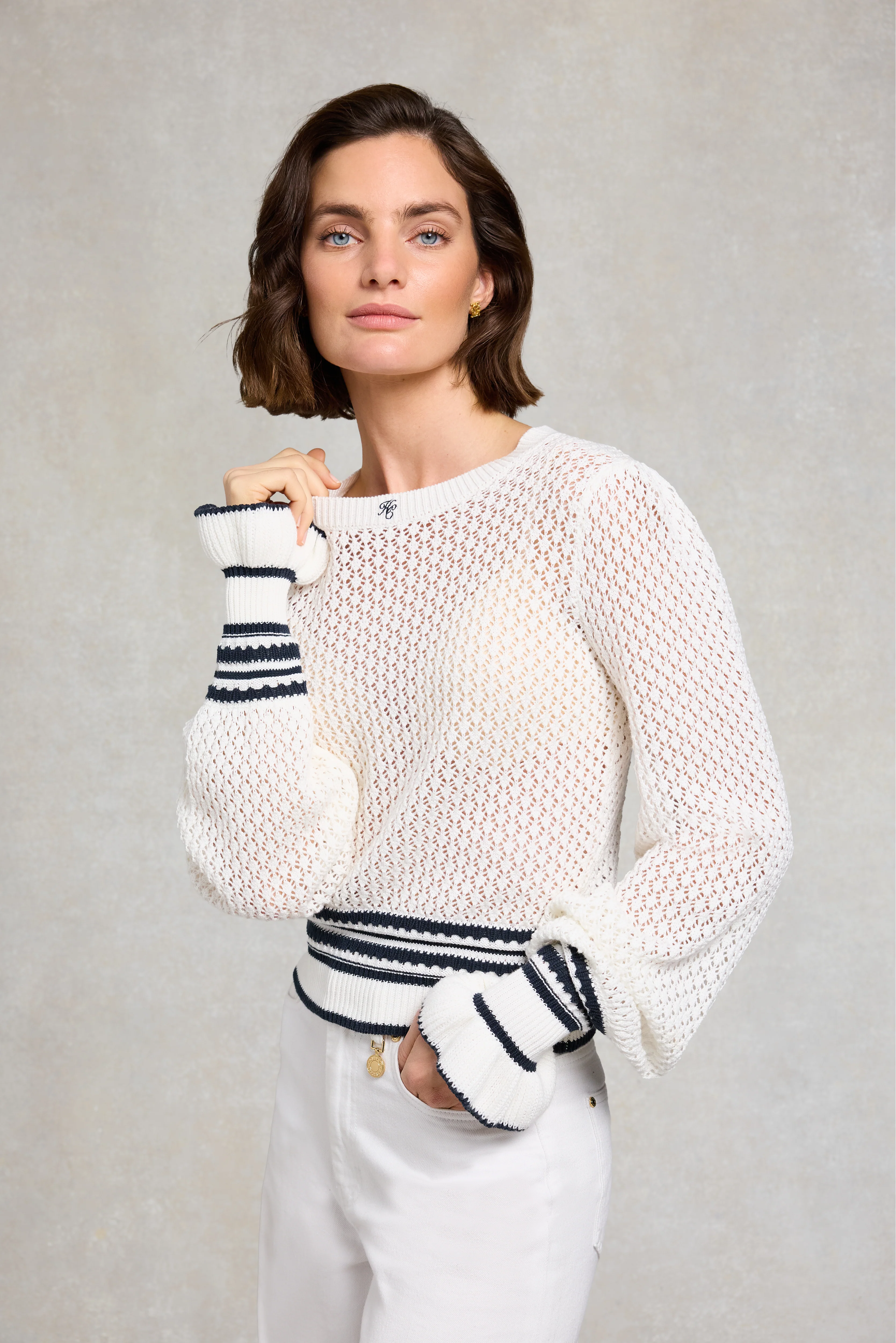 Jessica Knitted Top (Natural Ink Navy)