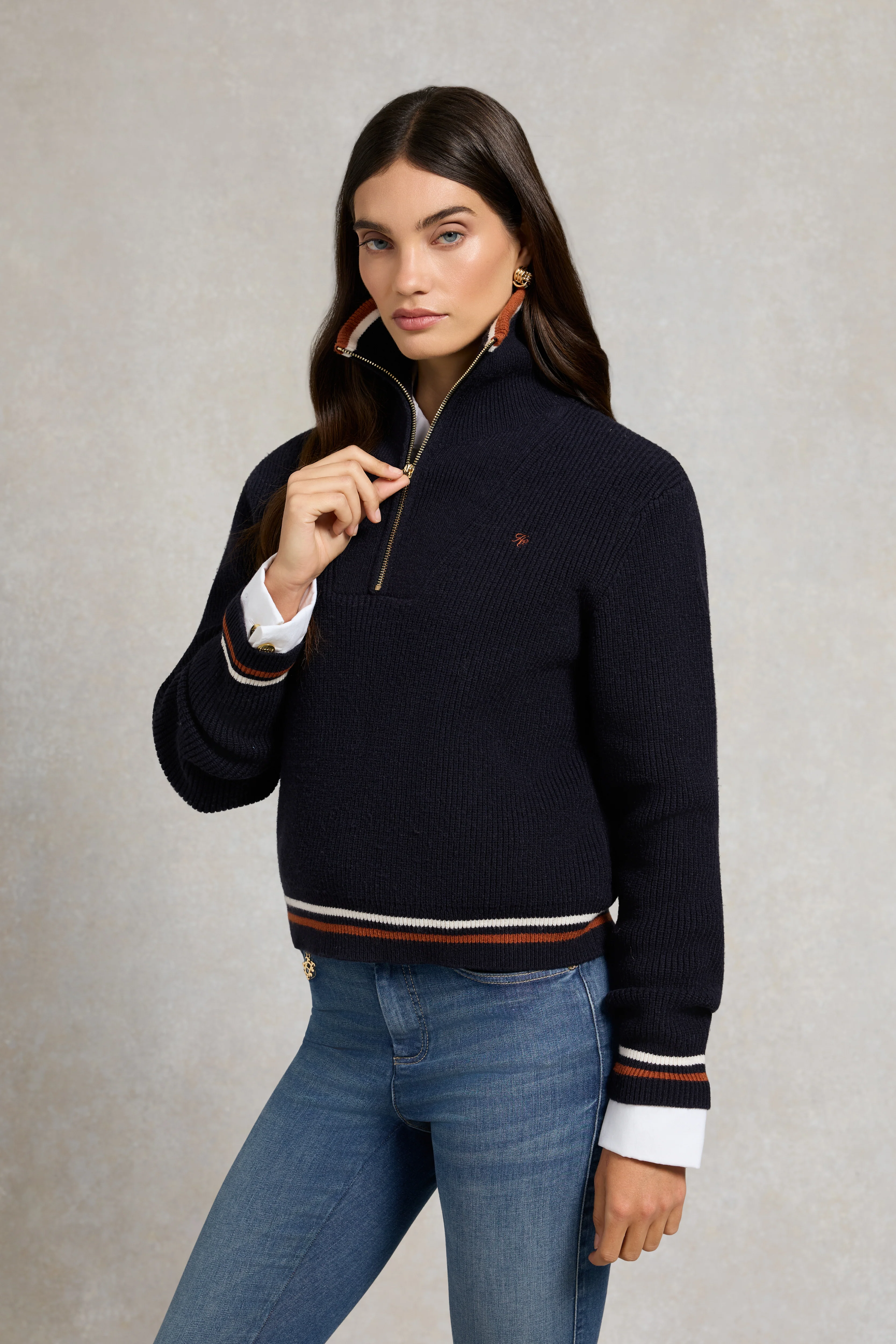 Jessica Quarter Zip Knit (Ink Navy) - Image 7