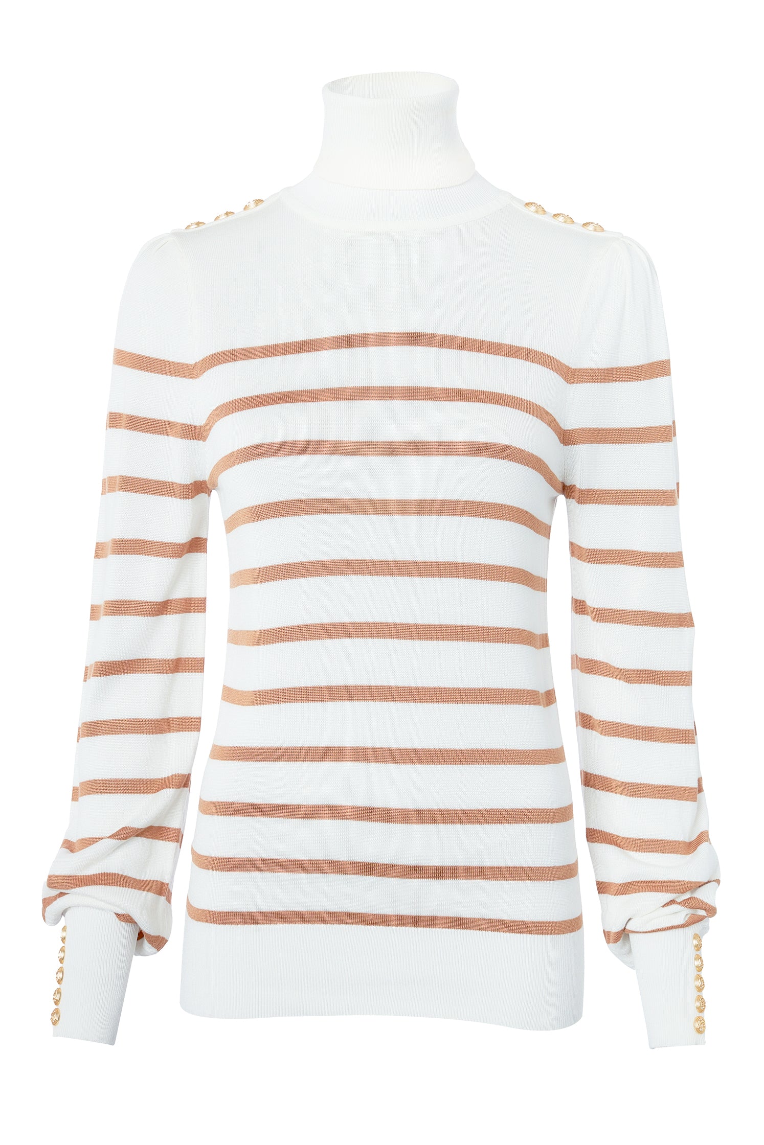 Kelsie Roll Neck Knit (Natural Camel Stripe) - Image 4