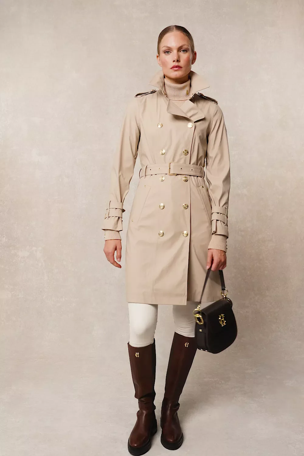 Kendal Waterproof Trench Coat (Stone) - Image 5