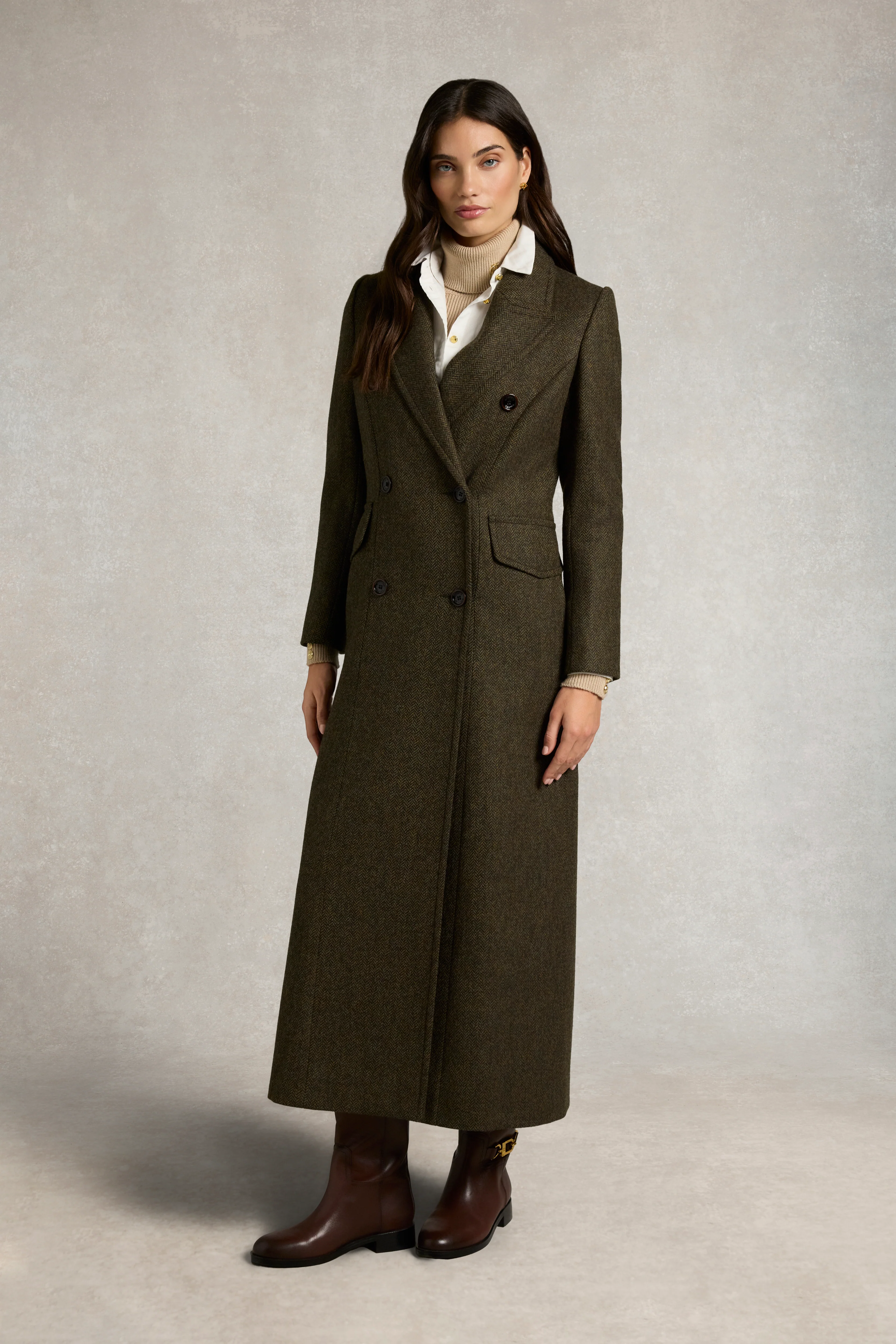 Kensington Coat (Dark Green Herringbone)