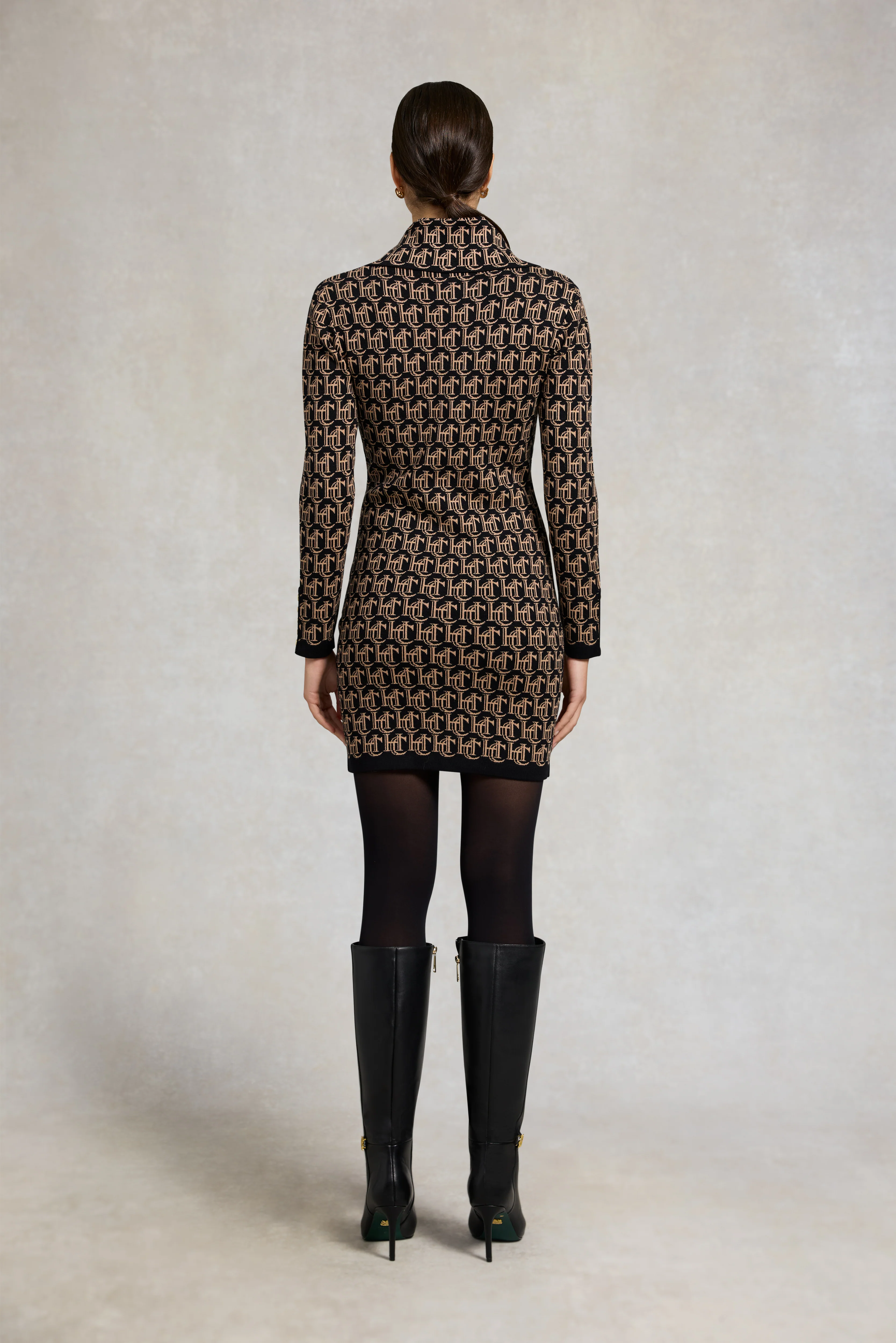 Kensington Micro Jacquard Dress (Black) - Image 5