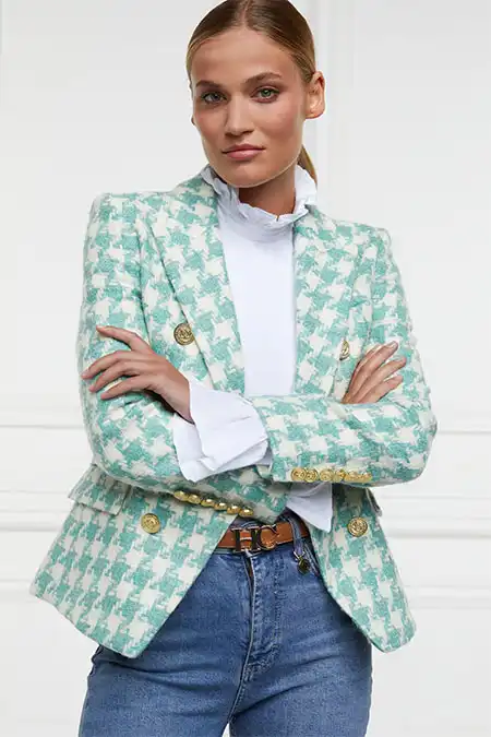 Knightsbridge Blazer (Large Scale Teal Houndstooth) - Image 5