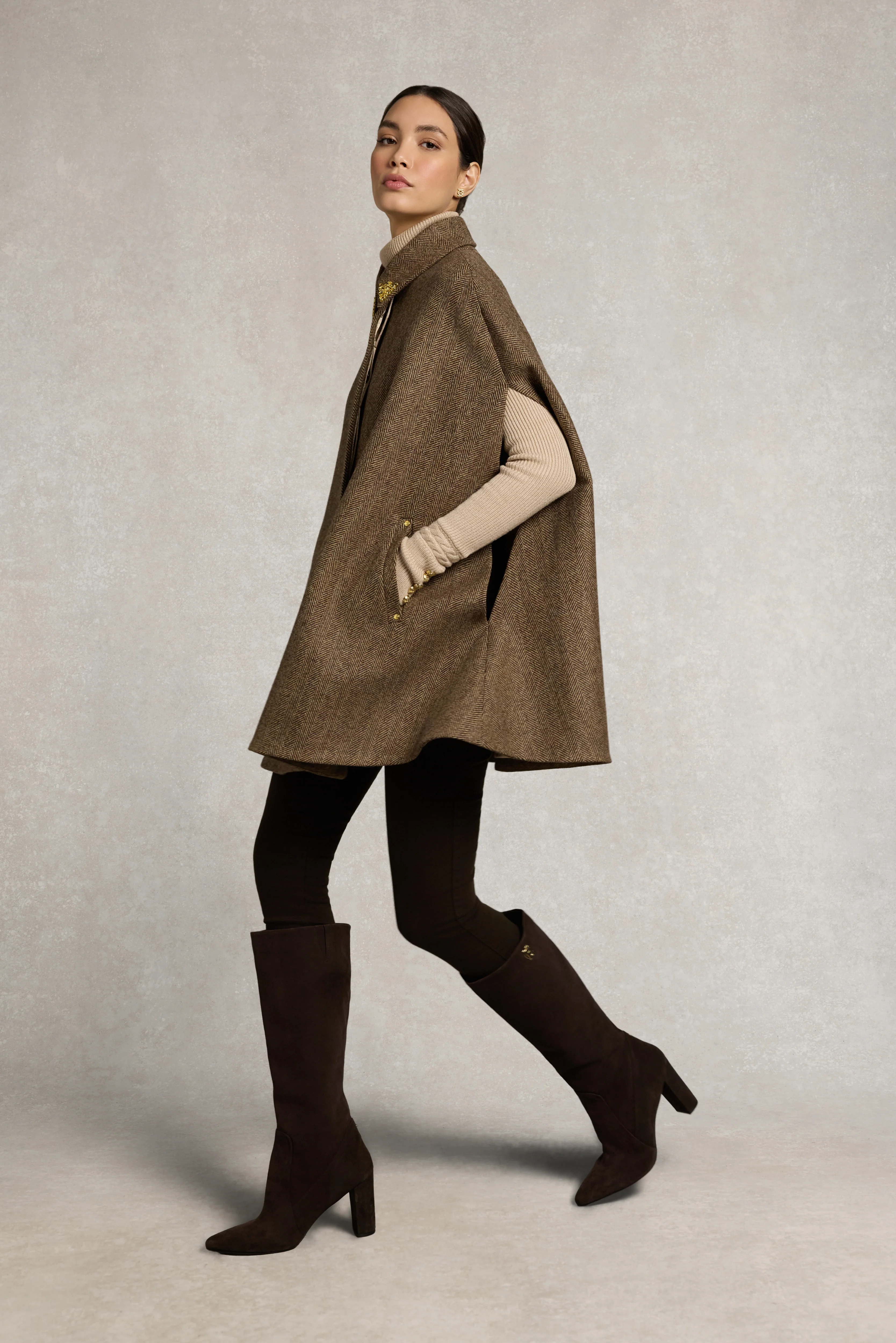 Knightsbridge Cape (Large Scale Brown Herringbone) - Image 2