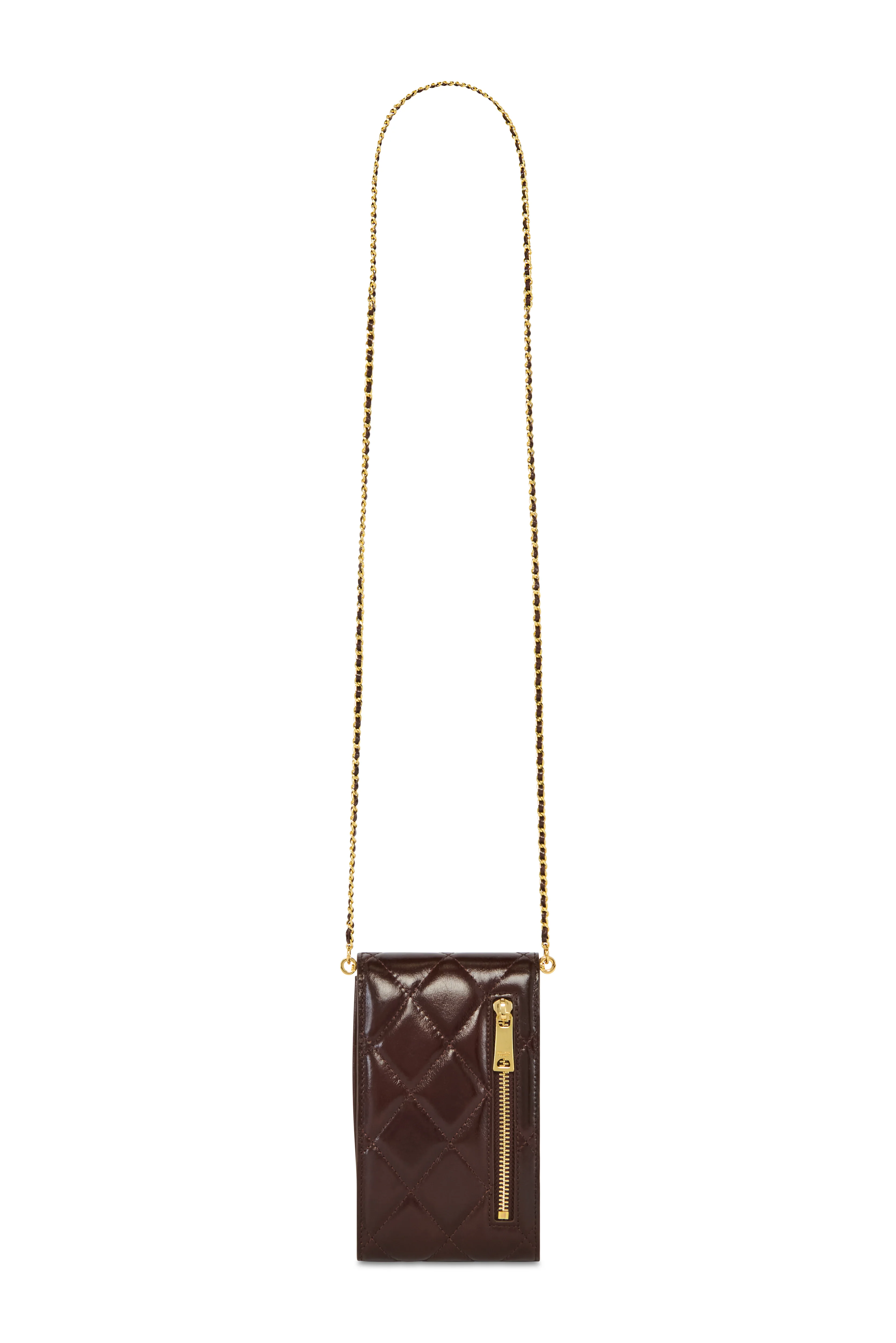 Knightsbridge Quilted Phone Pouch (Chestnut Leather) - Image 8