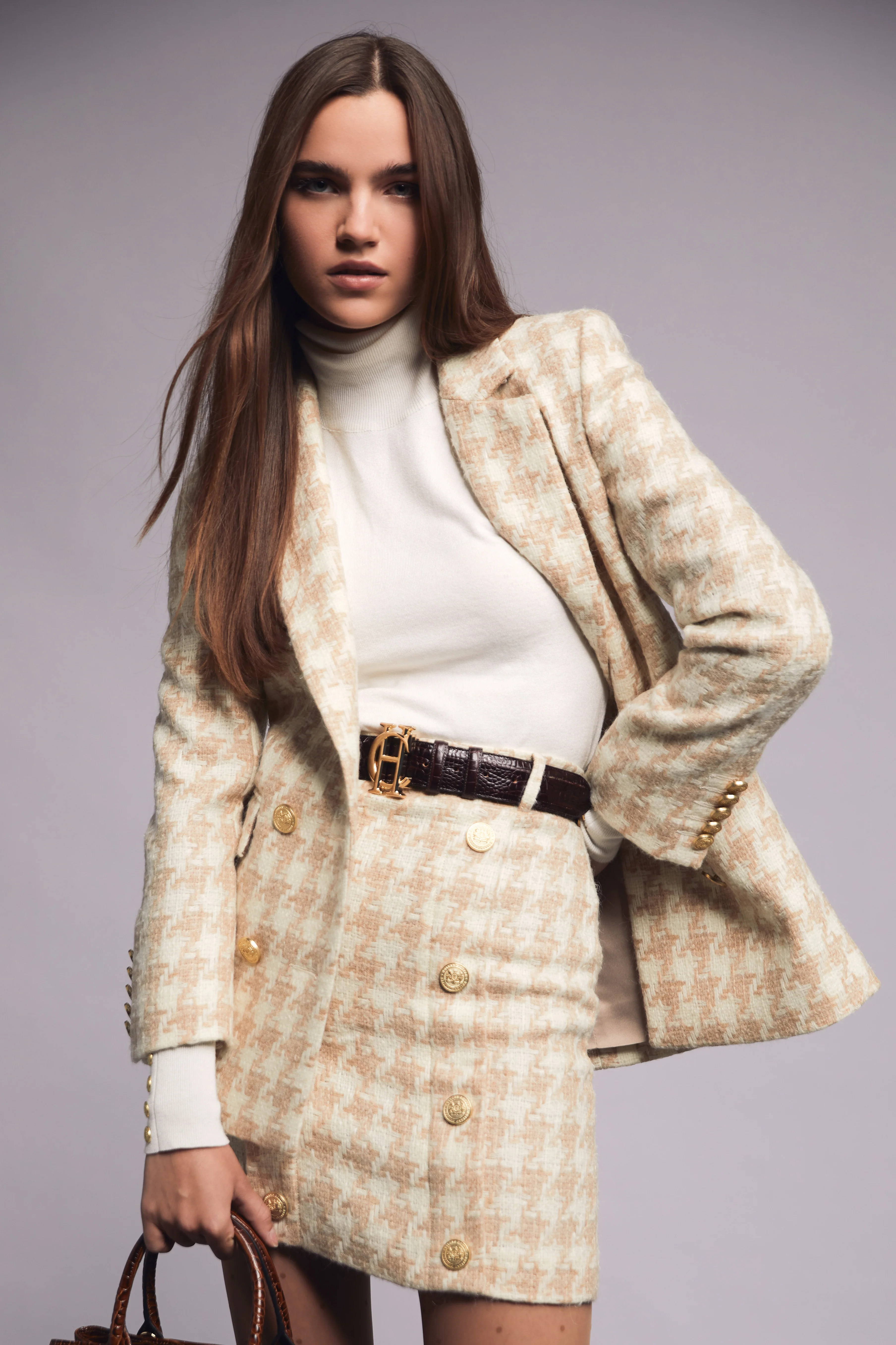Knightsbridge Skirt (Camel Houndstooth) - Image 3