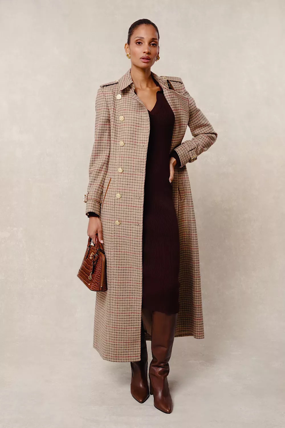 Knitted Shirt Dress (Chocolate) - Image 5