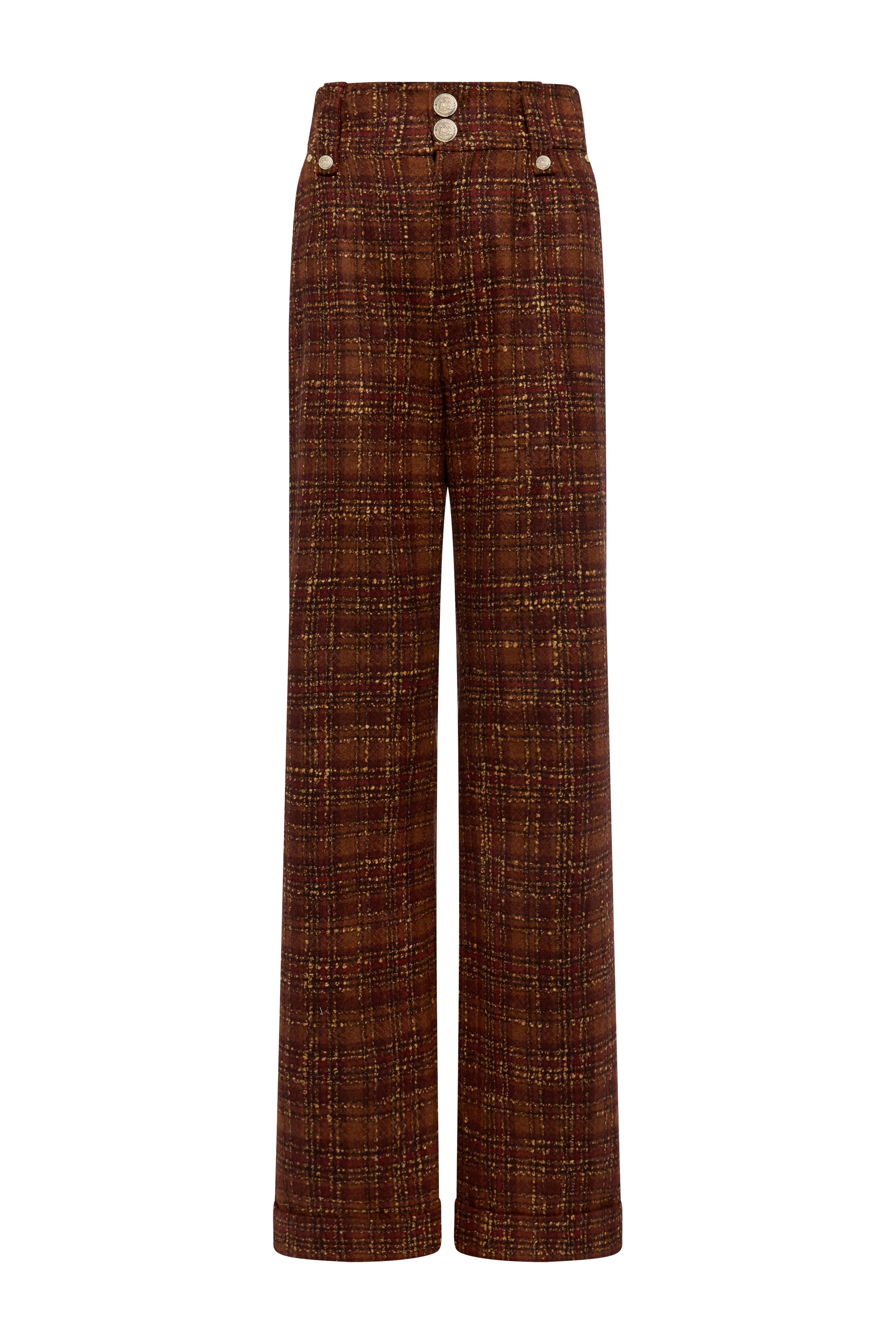 High Waisted Wide Leg Trouser (Amber Tweed) - Image 5