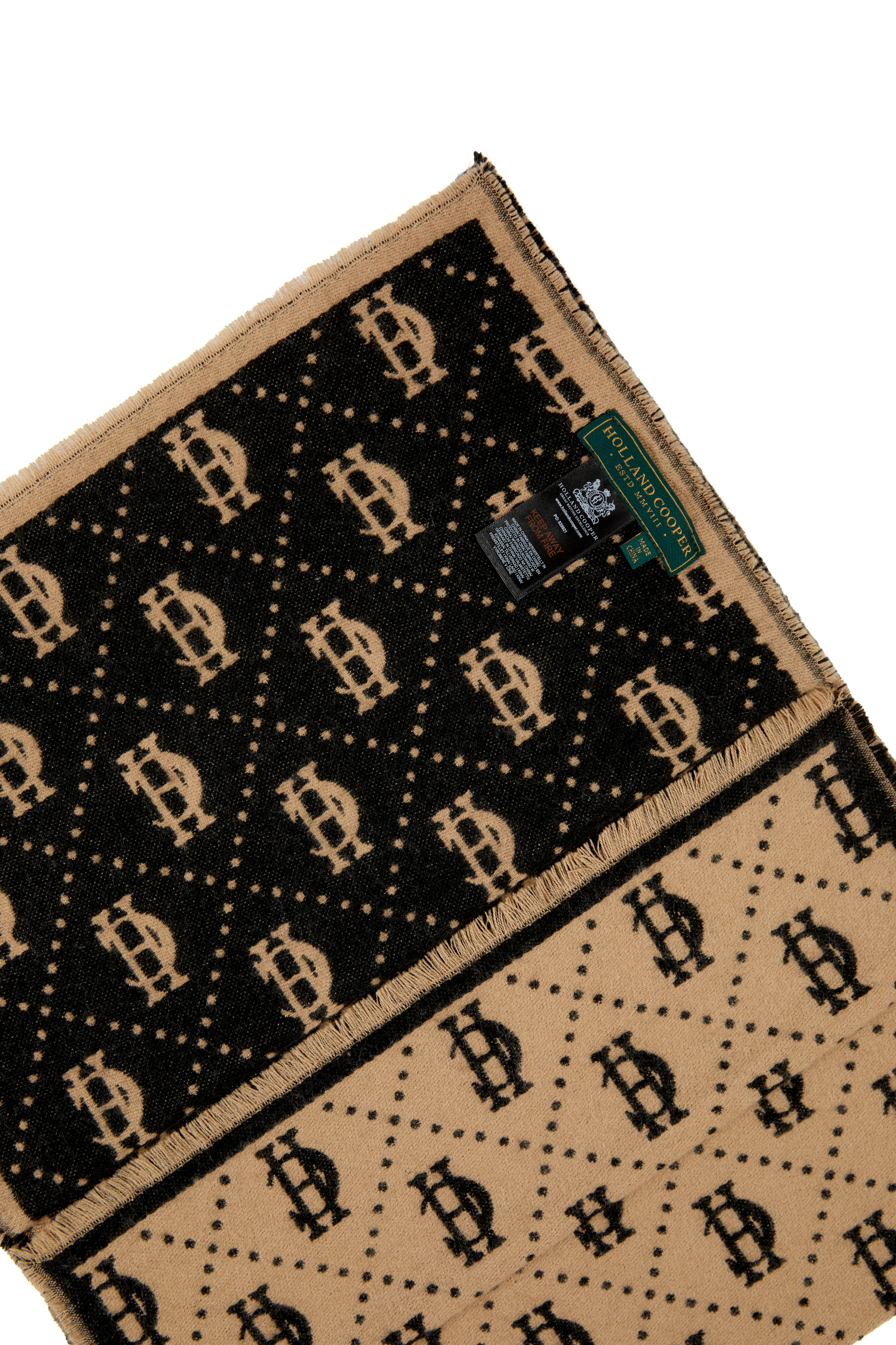 Lightweight Monogram Scarf (Tan Black) - Image 5
