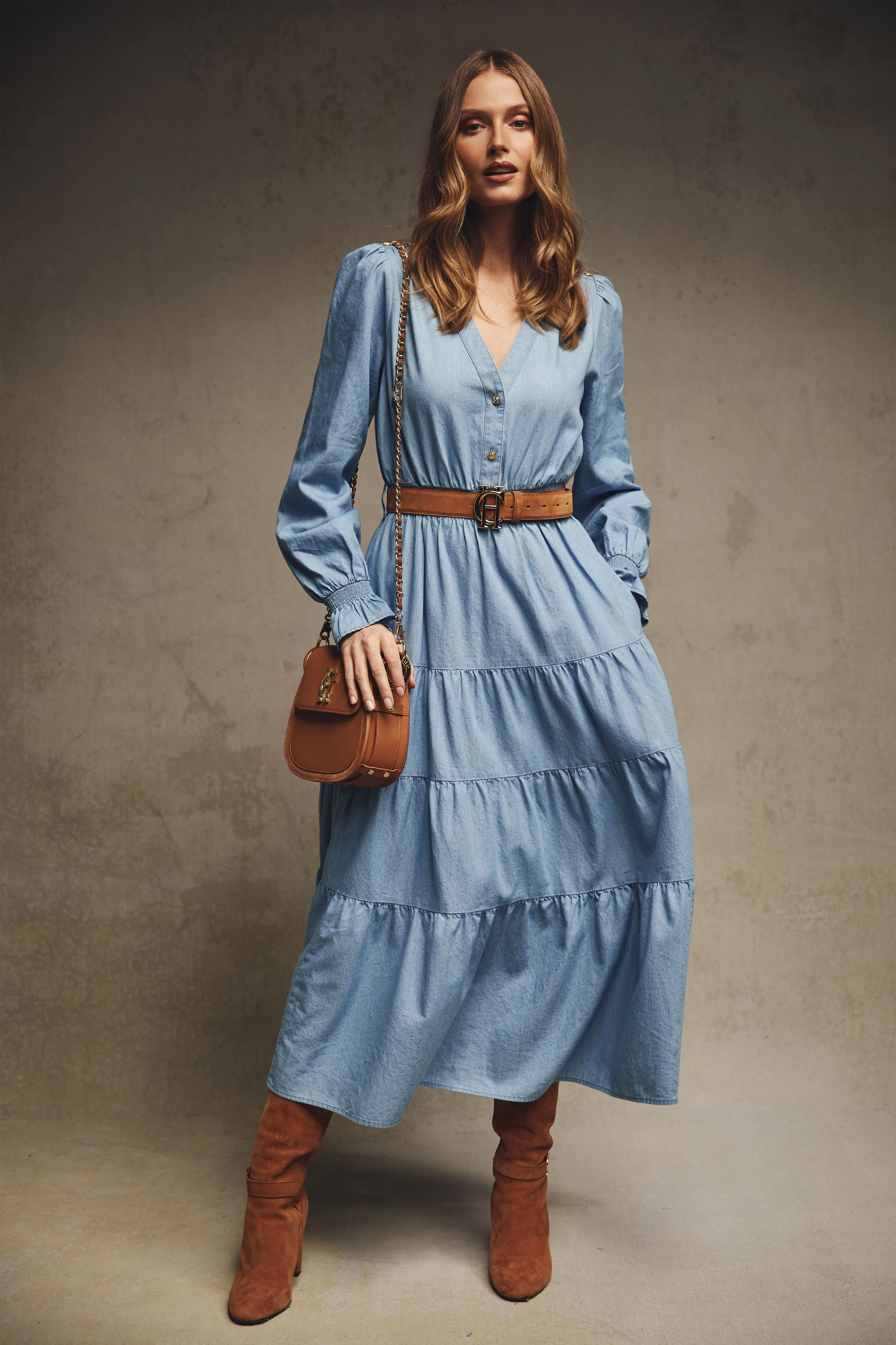 Lilibet Maxi Dress (Washed Indigo) - Image 3