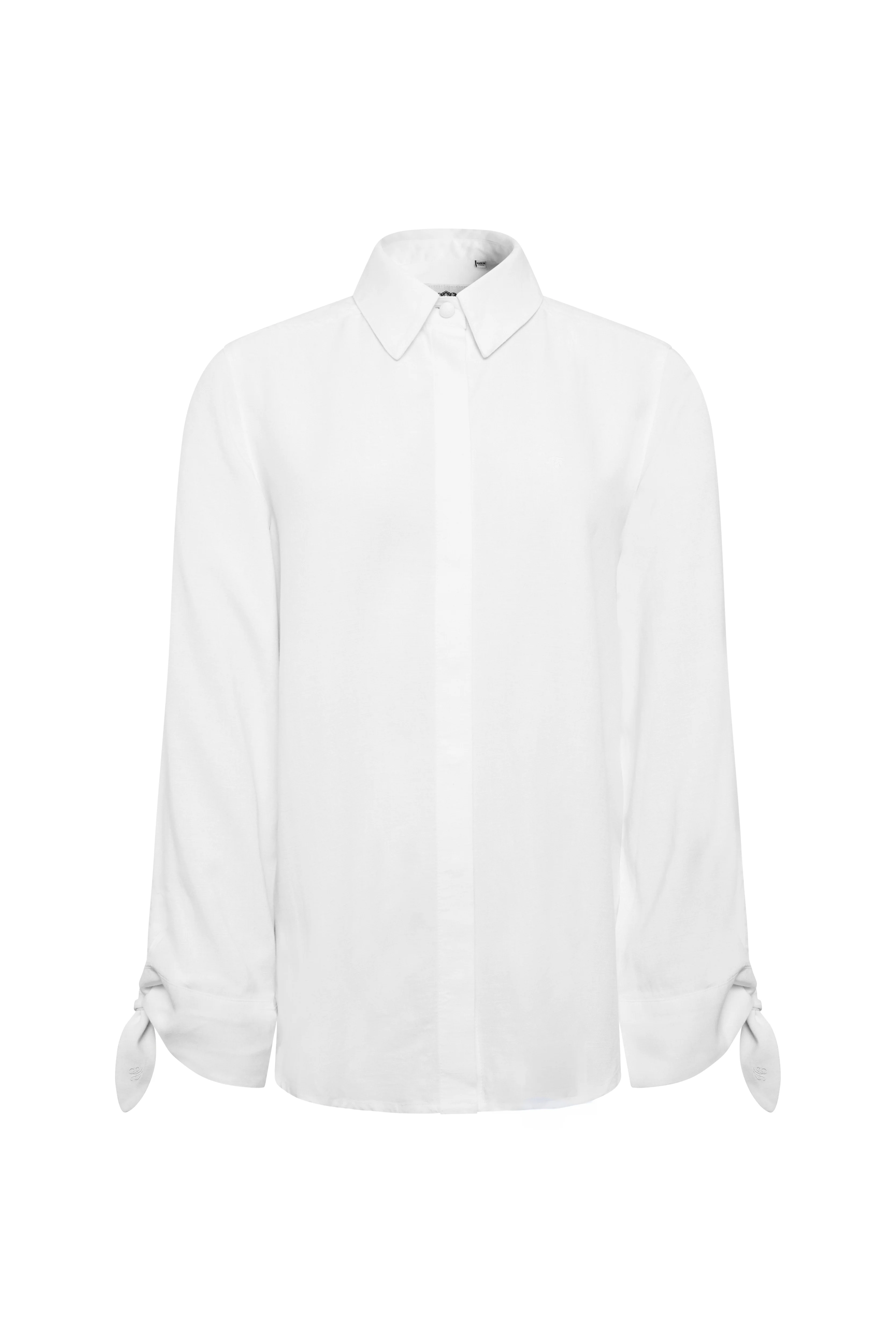Linen Tie Blouse (White) - Image 5