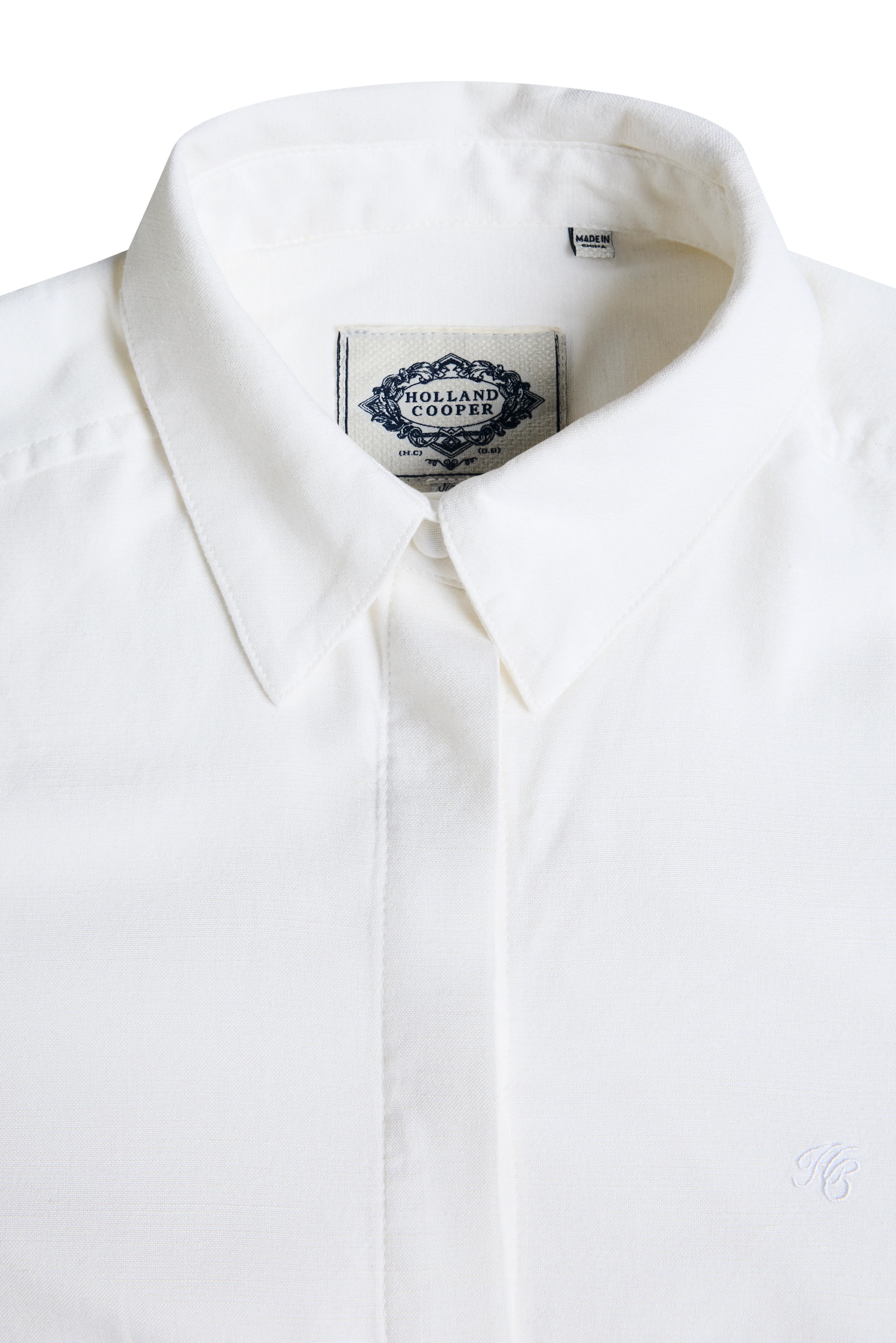 Linen Tie Blouse (White) - Image 6