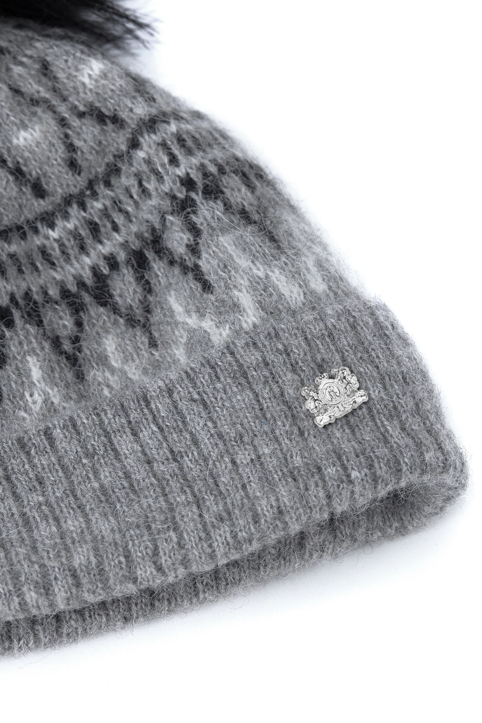 Little Fairisle Bobble Hat (Soft Grey) - Image 2