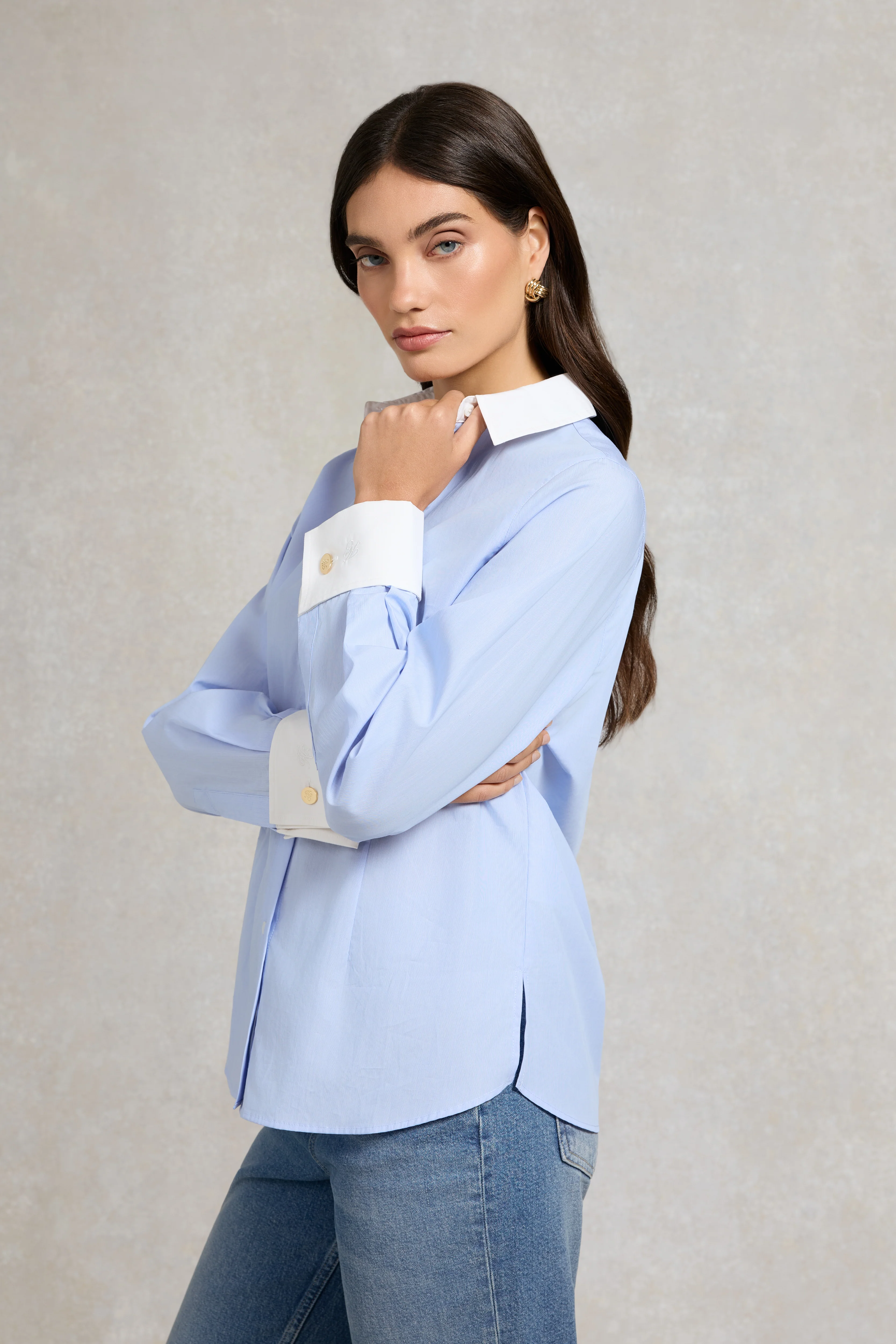 Louisa Shirt (Pale Blue Fine Stripe) - Image 2