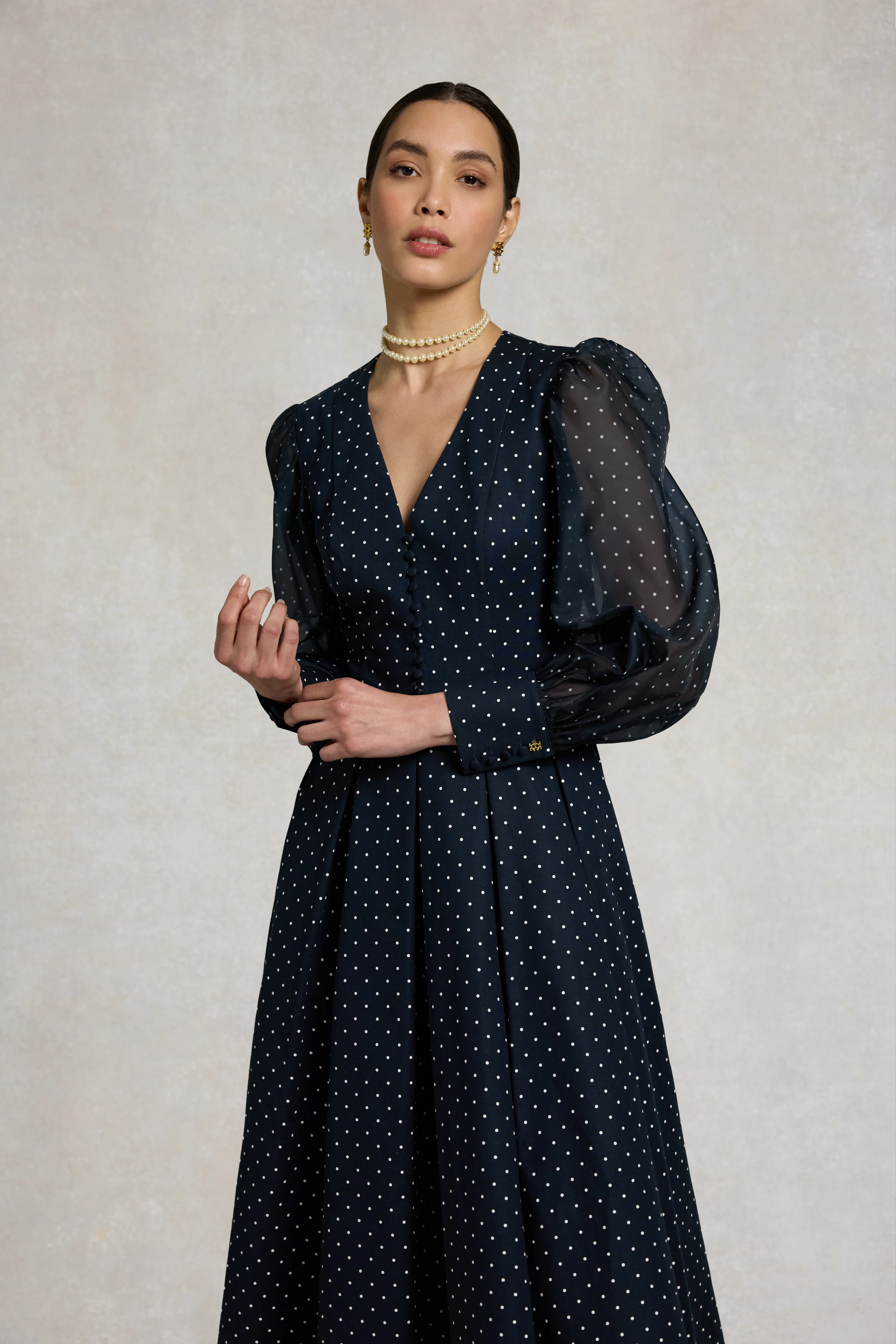 Lucie Dress (Deep Navy Polka Dot) - Image 6