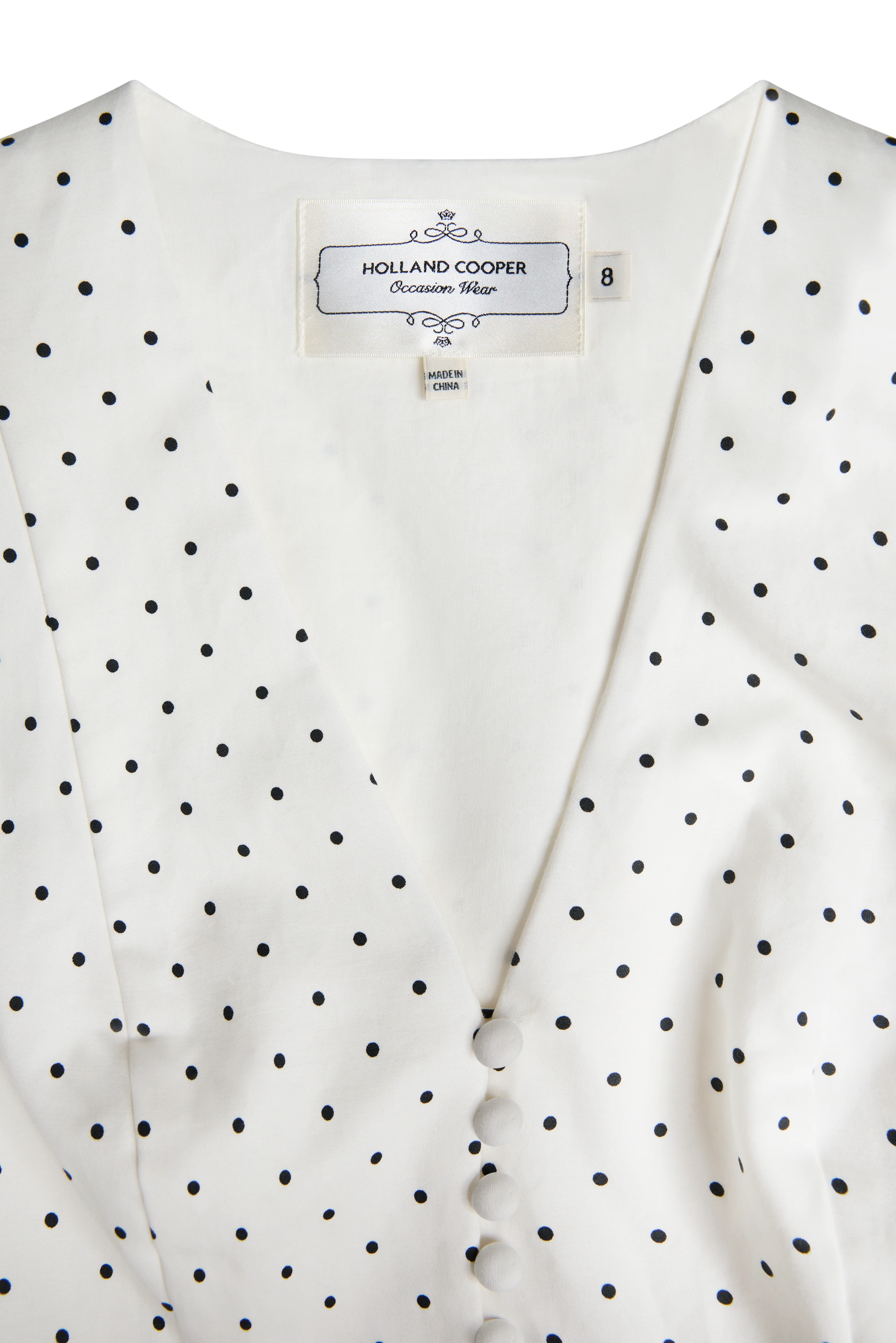 Lucie Sleeveless Dress (White Polka Dot) - Image 11
