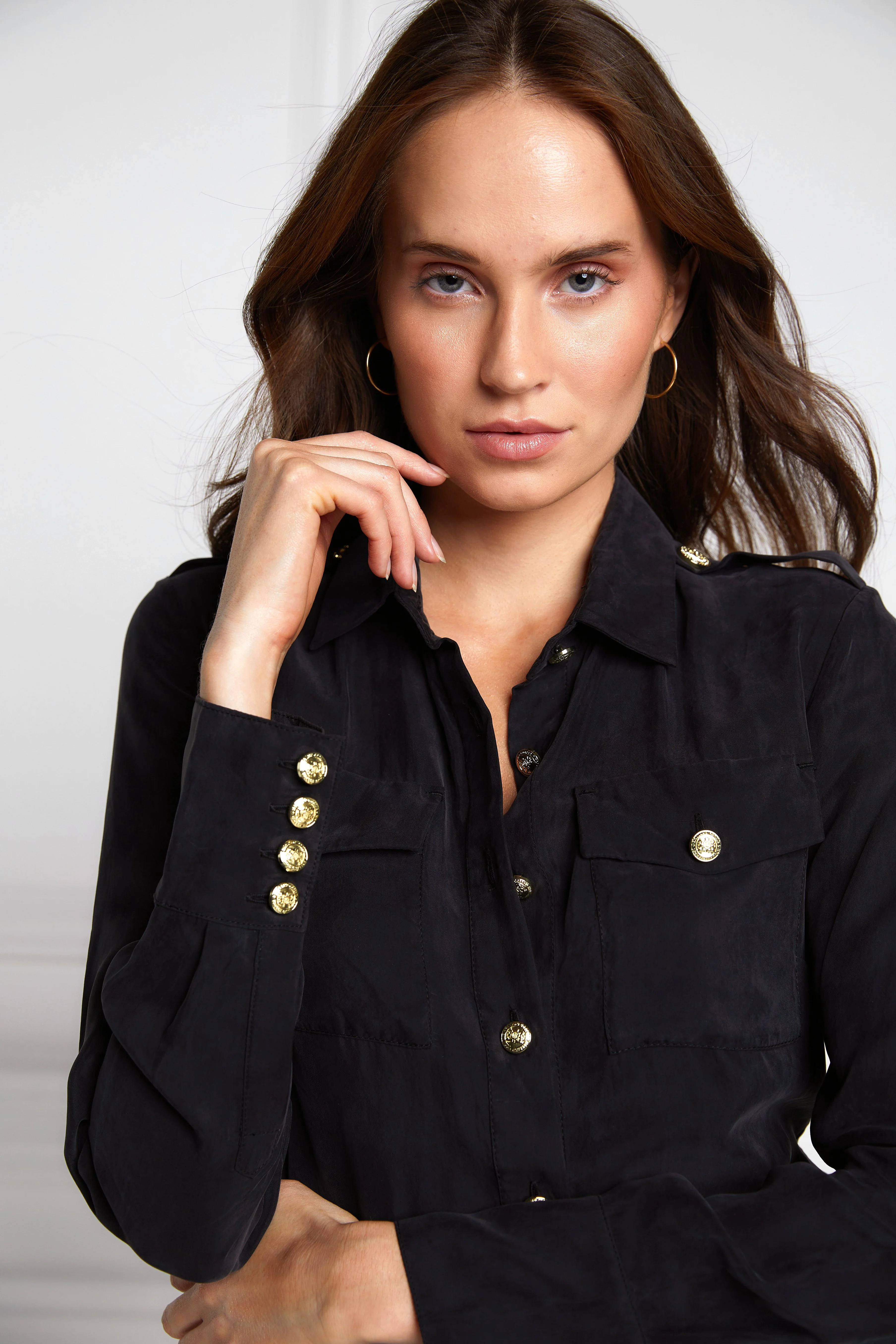 Luxury Cupro Shirt (Black) - Image 6