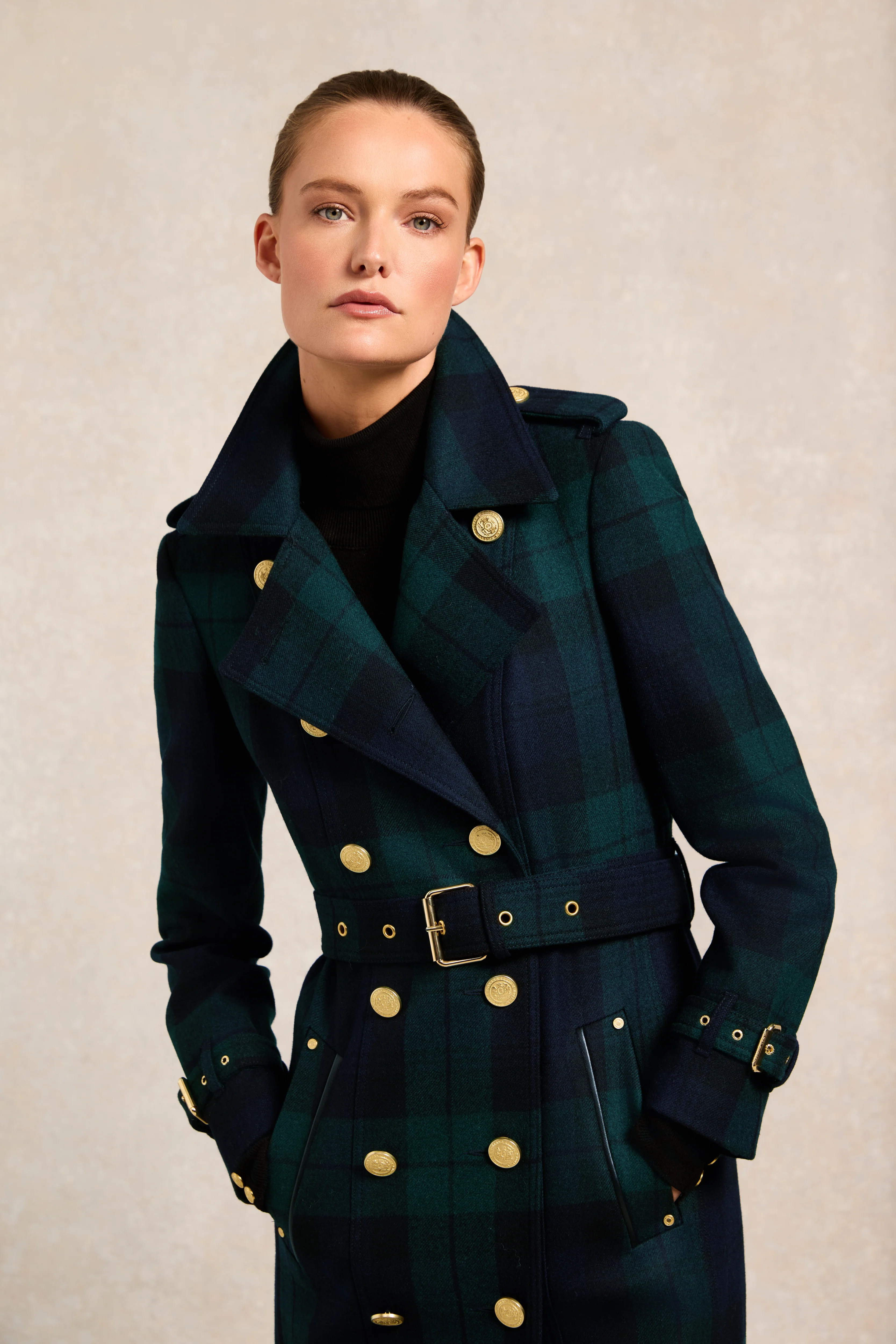 Marlborough Shearling Trench Coat (Blackwatch) - Image 3