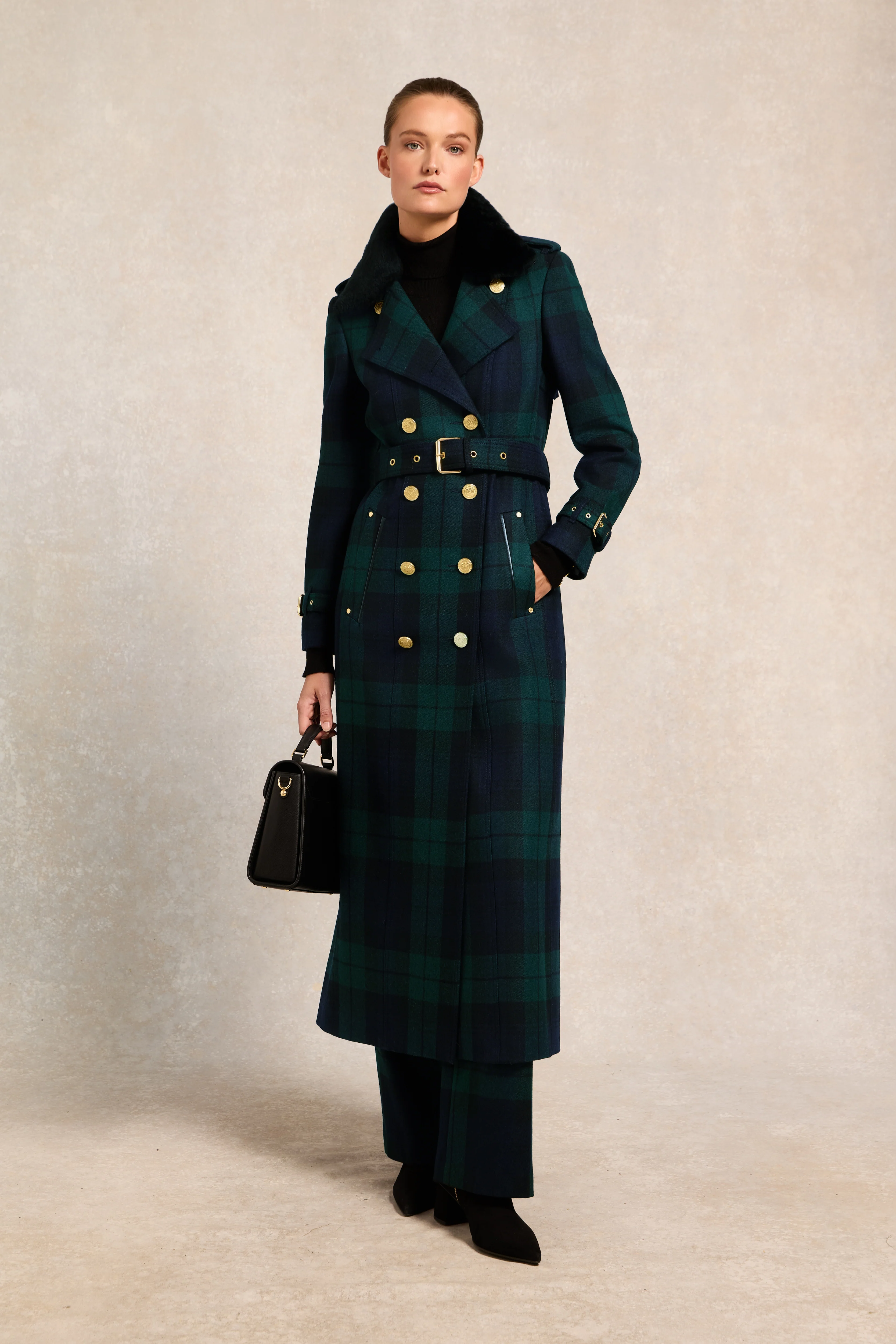 Marlborough Shearling Trench Coat (Blackwatch) - Image 7