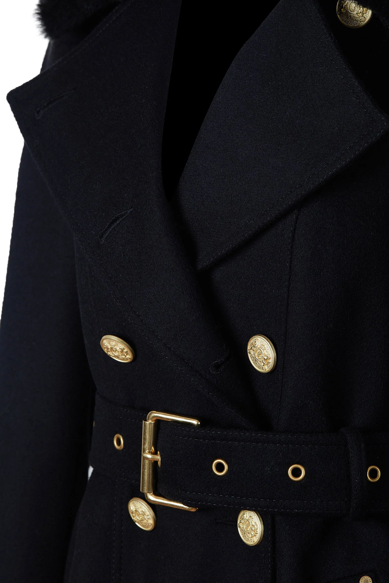 Marlborough Shearling Trench Coat (Soft Black) - Image 10