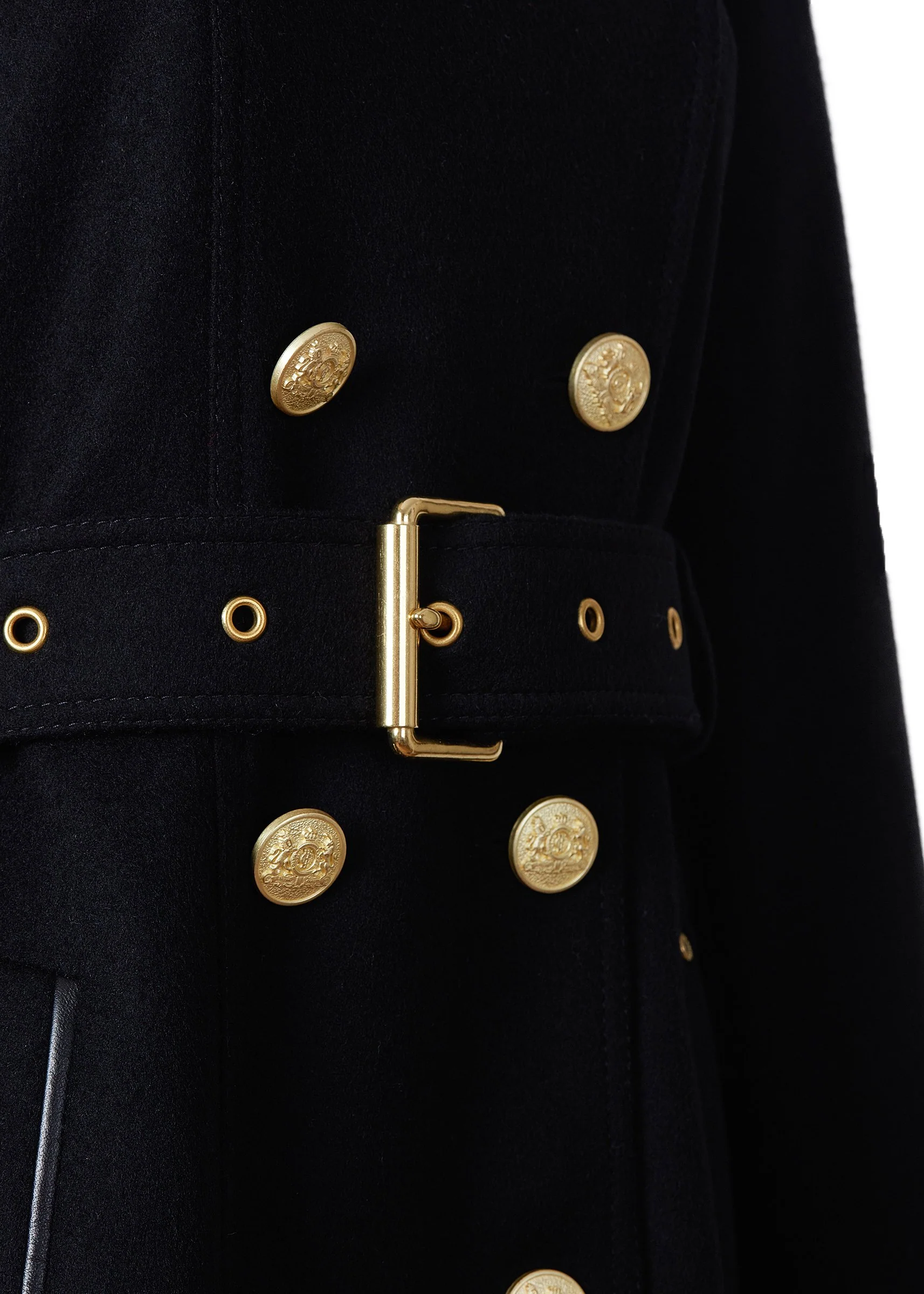 Marlborough Shearling Trench Coat (Soft Black) - Image 12