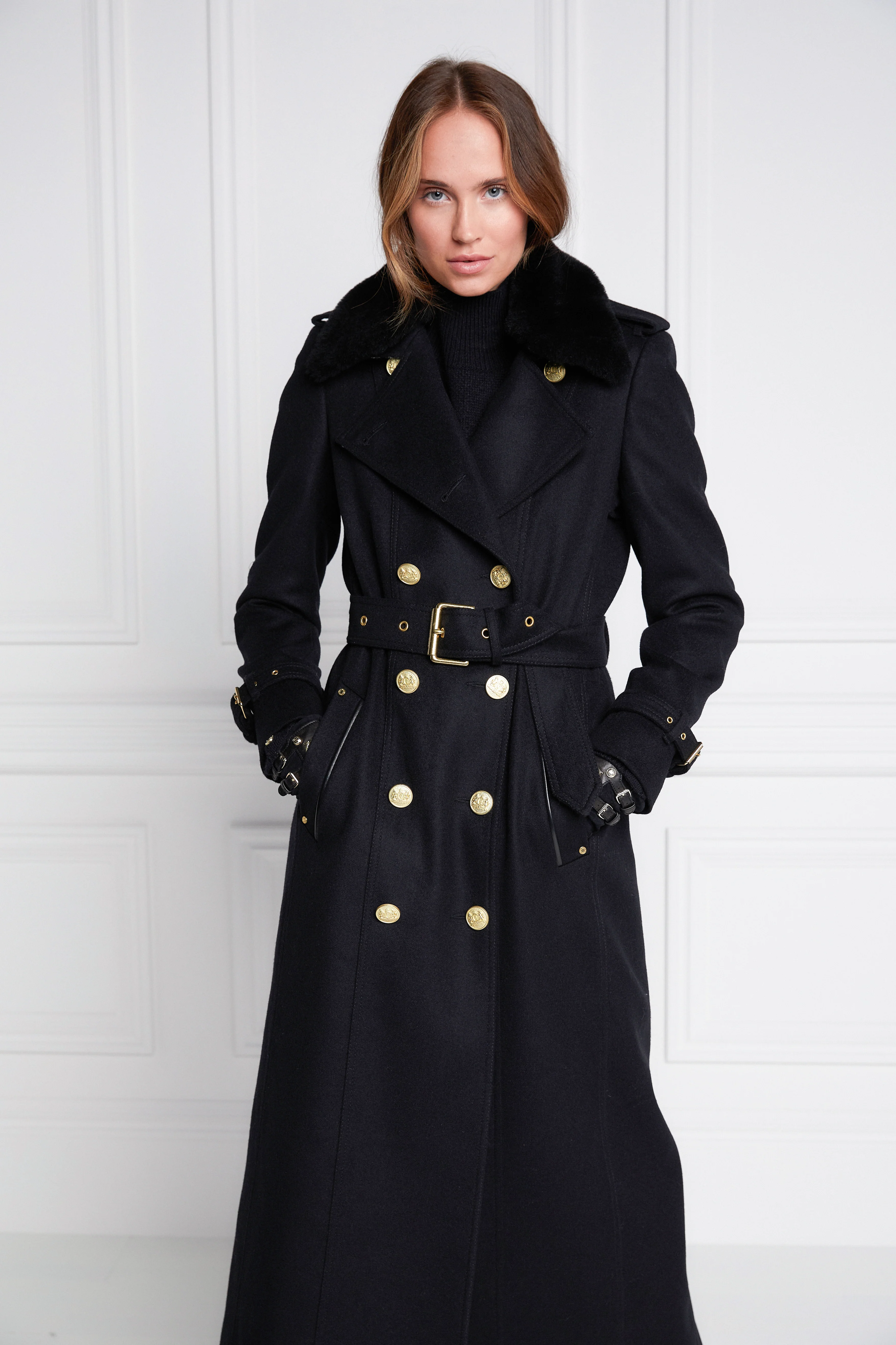 Marlborough Shearling Trench Coat (Soft Black) - Image 13